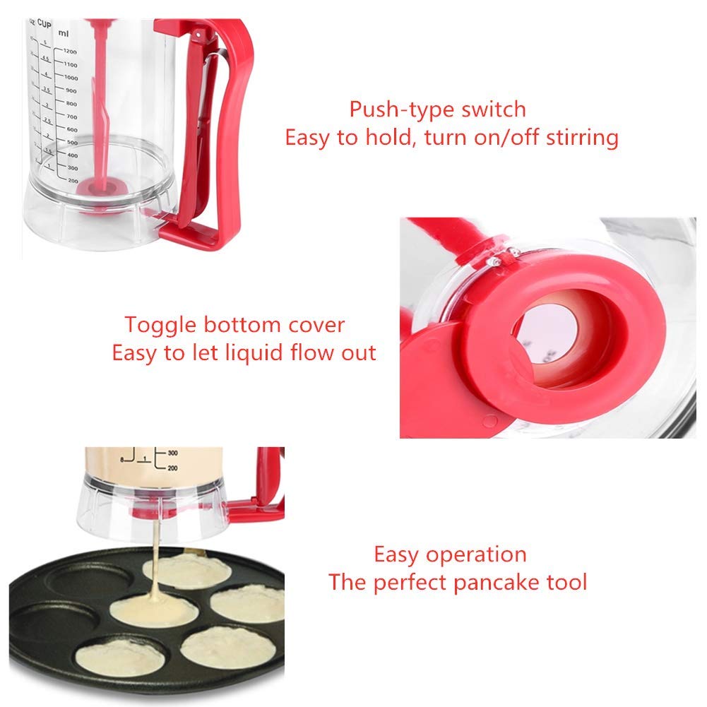 1200mL Electric Batter Dispenser - Automatic Cupcake, Pancake & Waffle Batter Mixer - Precise Measuring Cup for Baking Muffins, Pastry & Kitchen Use - Perfect for Home Bakeries, Breakfast Prep & Professional Kitchens