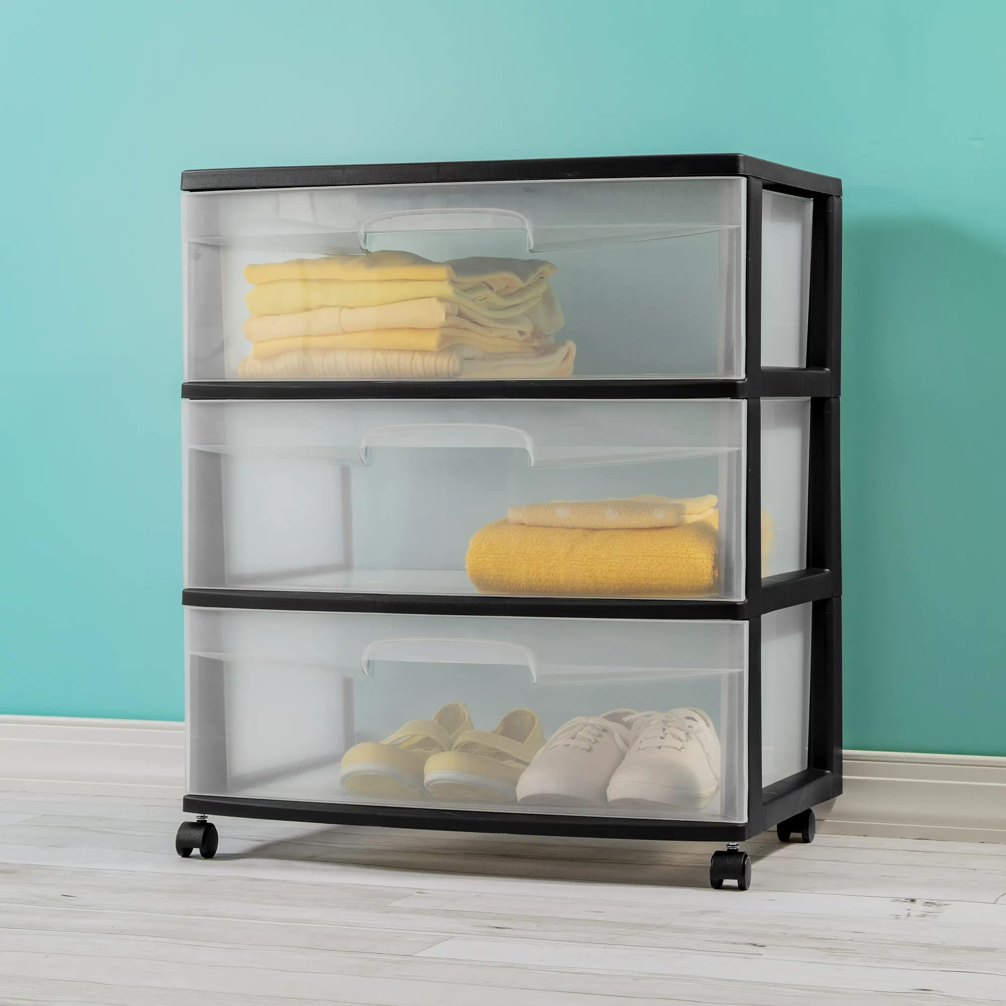 3-Drawer Plastic Storage Cart with Wheels - Black Organizer for Home & Office