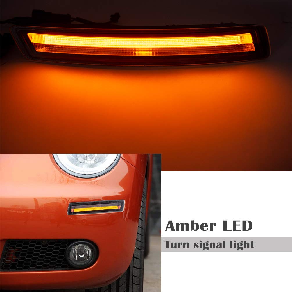 Volkswagen Beetle LED Daytime Running Lights - White & Amber Turn Signal Kit (2006-2010 Models) | High Power LED Lamps for Improved Visibility & Safety | Perfect for Night Driving & Foggy Conditions
