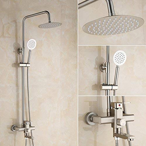 Premium Brushed Nickel Shower Set - Modern Low Profile Shower Head with Classic Retro Design for Bathroom Luxury | American Style Bathroom Fixtures for Home Decoration & Spa Experience