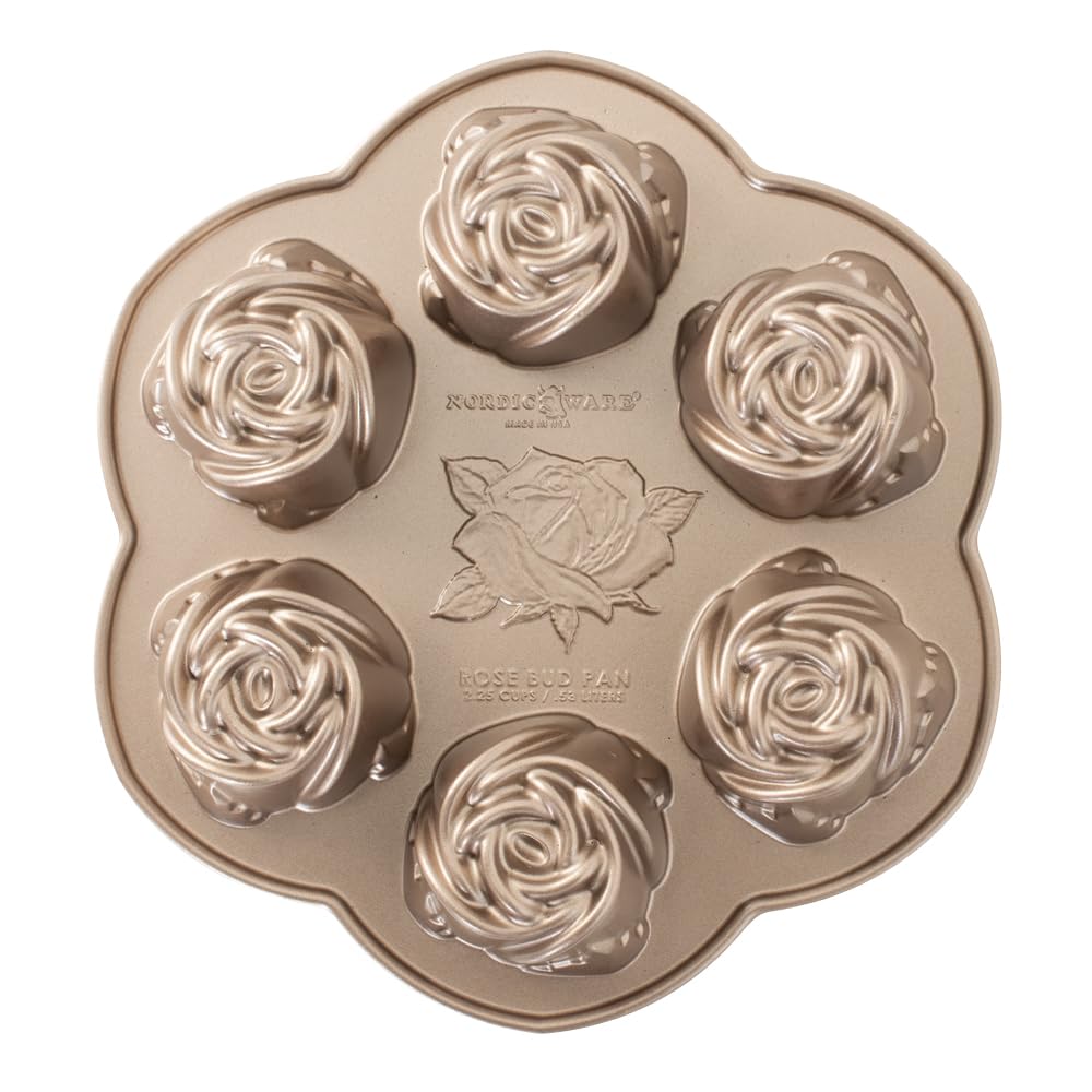 Nordic Ware Platinum Rosebud Bundt Cake Pan - Non-Stick Baking Pan for Cakes, Muffins & Desserts - Perfect for Holidays, Parties & Home Baking