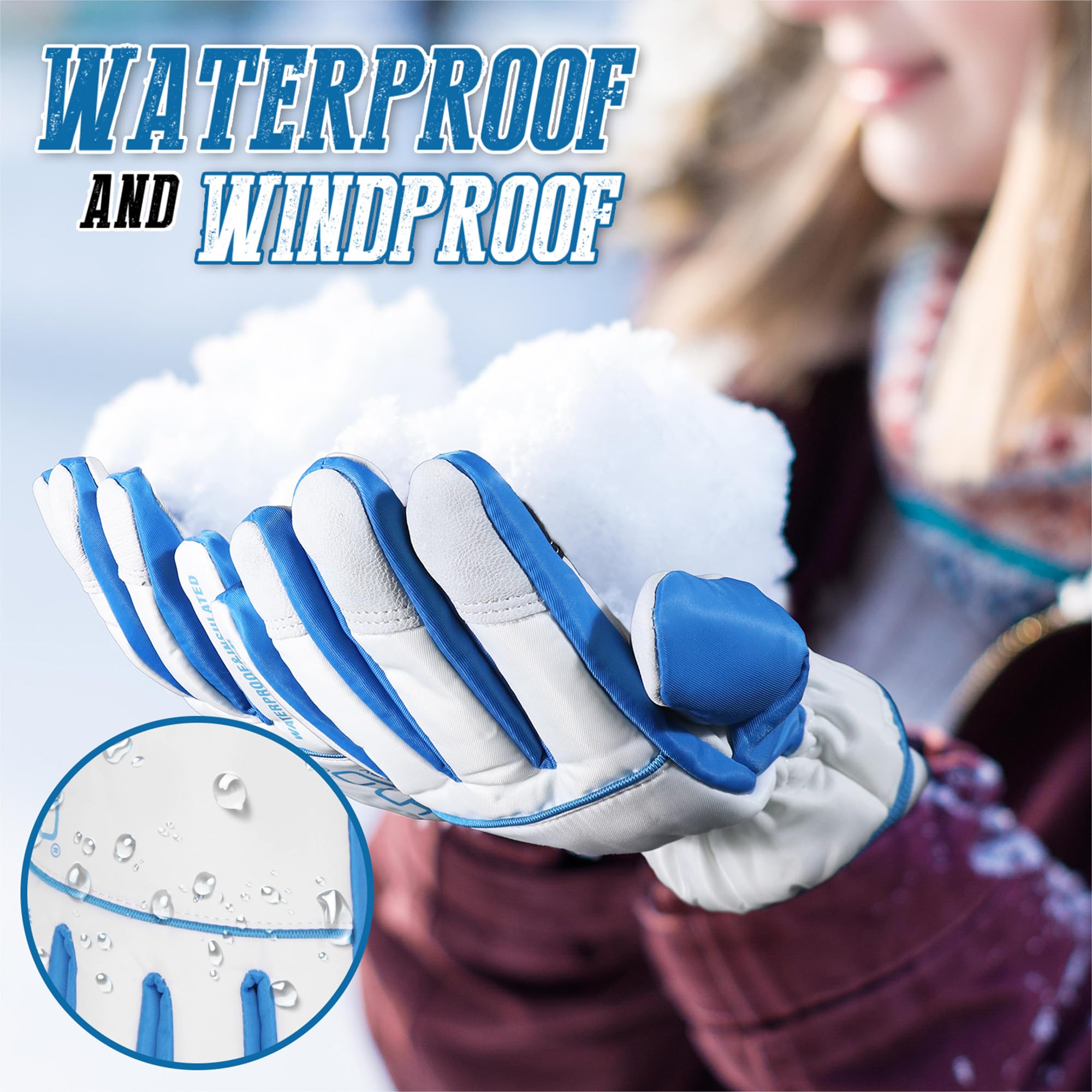 Women's 3M Thinsulate Waterproof Winter Gloves - Warm for Skiing, Hiking & Outdoor Work