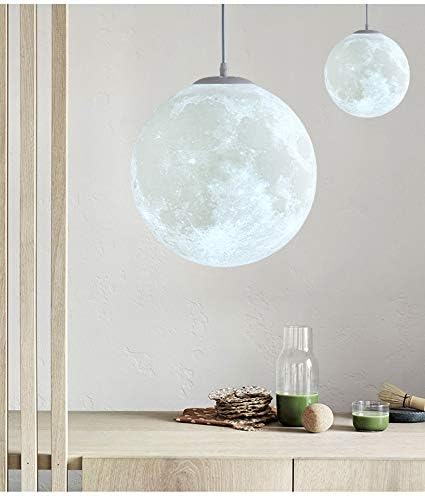 KRUIHAN Moon Pendant Light - 30CM Hanging Ceiling Lamp for Kids Room, Bedroom, Living Room & Restaurant Decor - Modern Lunar Lighting Fixture for Home & Commercial Spaces