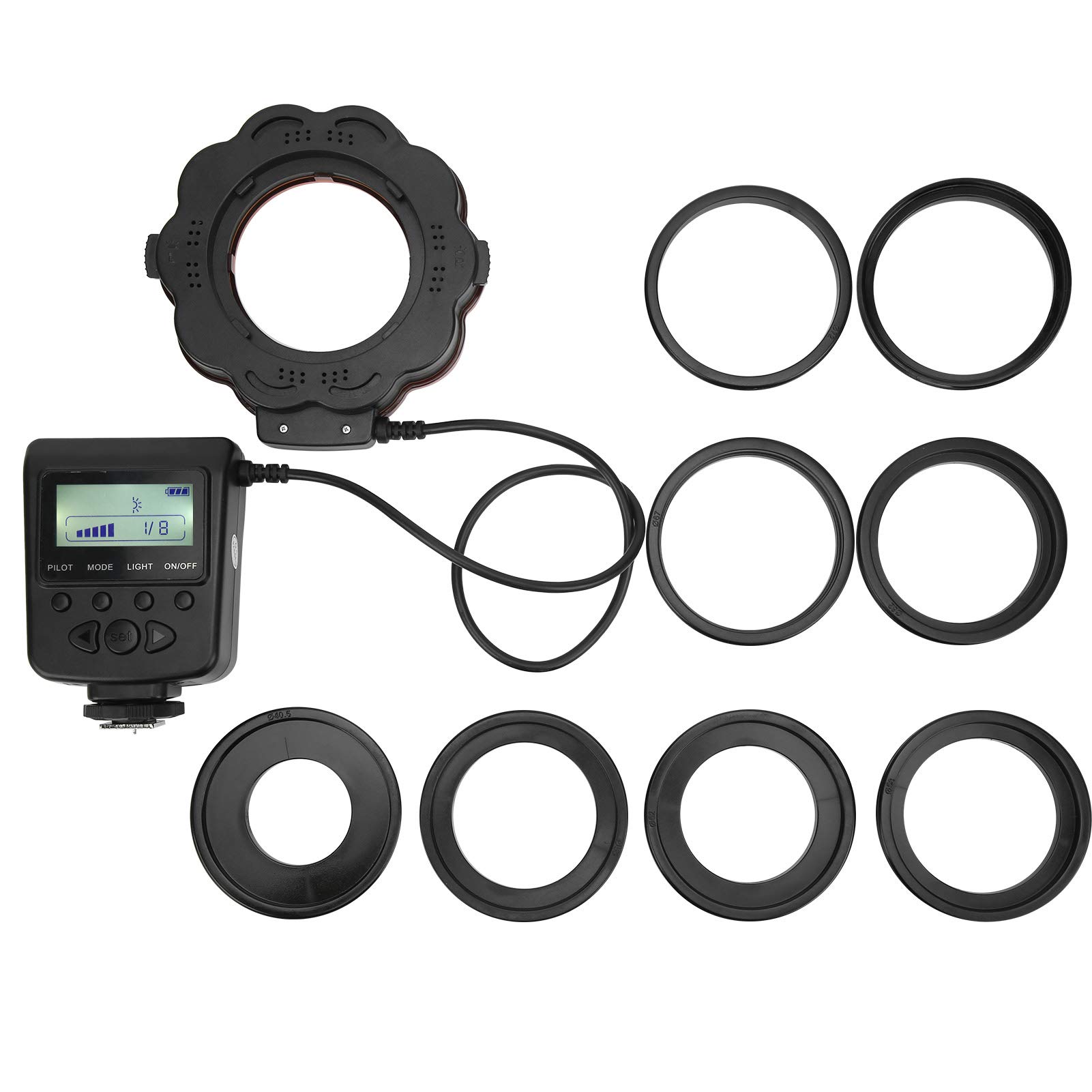 VBESTLIFE Professional LED Ring Flash for DSLR Cameras - 40.5/52/55/58/62/67/72/77mm Adapter Rings Included - Perfect for Portrait, Macro & Beauty Photography