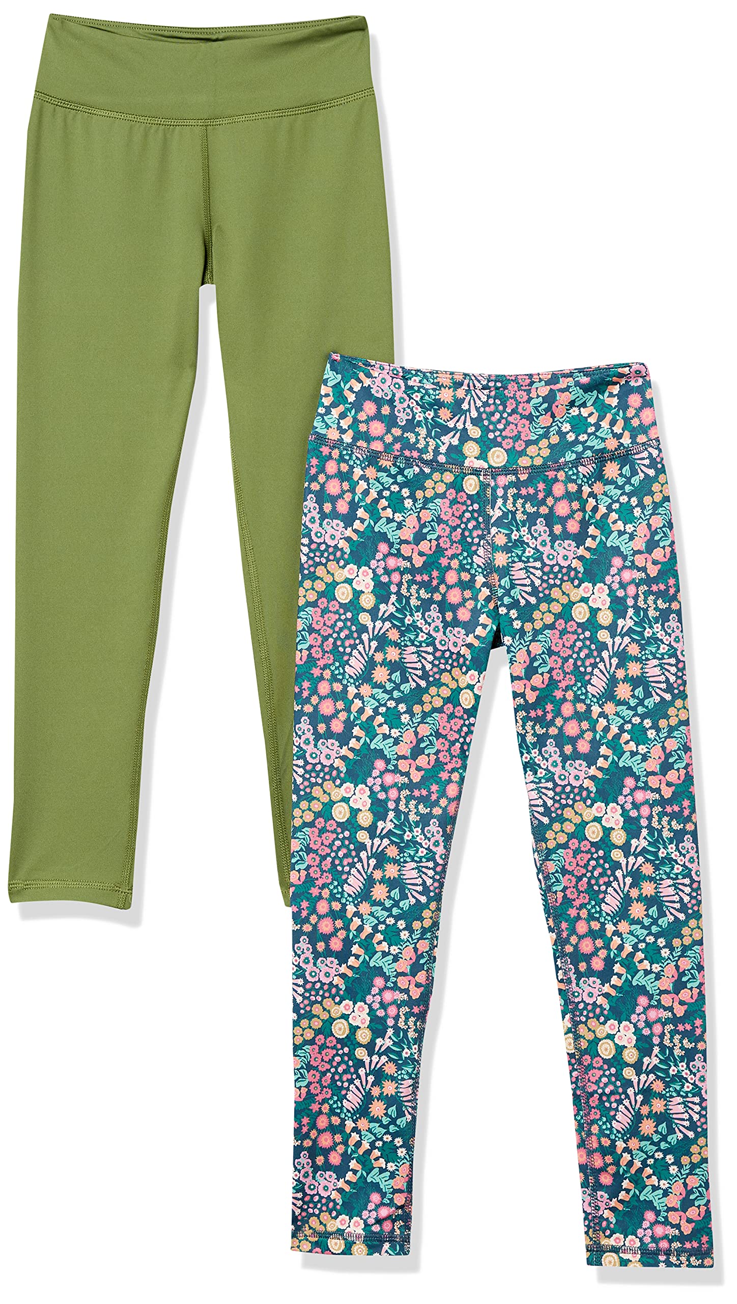 Amazon Essentials Girls & Toddlers Active Leggings - Soft Stretchy Full-Length Workout Pants for Play, Yoga & Everyday Wear (Multipack)