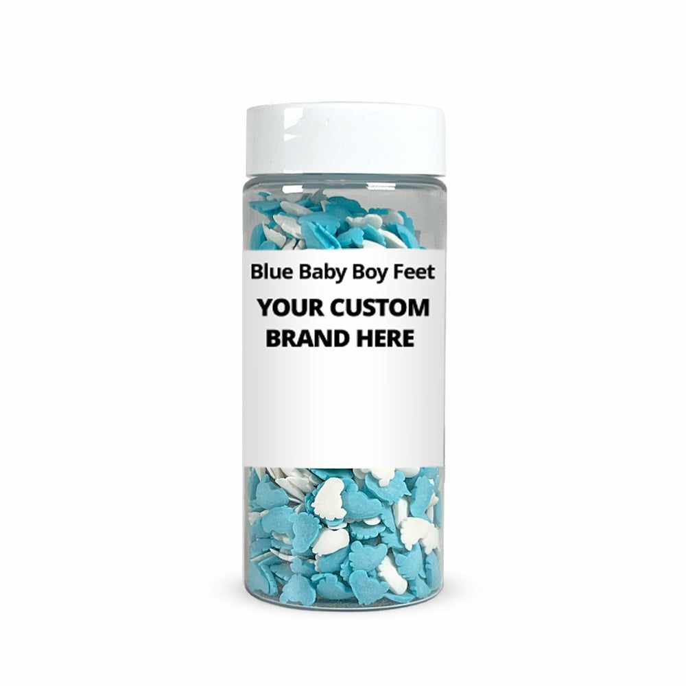 Blue Baby Boy Feet Shaped Sprinkles - 48 Units per Case | Private Label Cake Decorations for Baby Showers, Birthdays & Gender Reveal Parties
