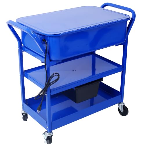 20 Gallon Portable Parts Washer with 325 GPH Pump & Drain Tray - Heavy Duty Mobile Parts Cleaning Machine for Automotive, Industrial & Farm Equipment - Works with Water-Based Cleaning Solutions