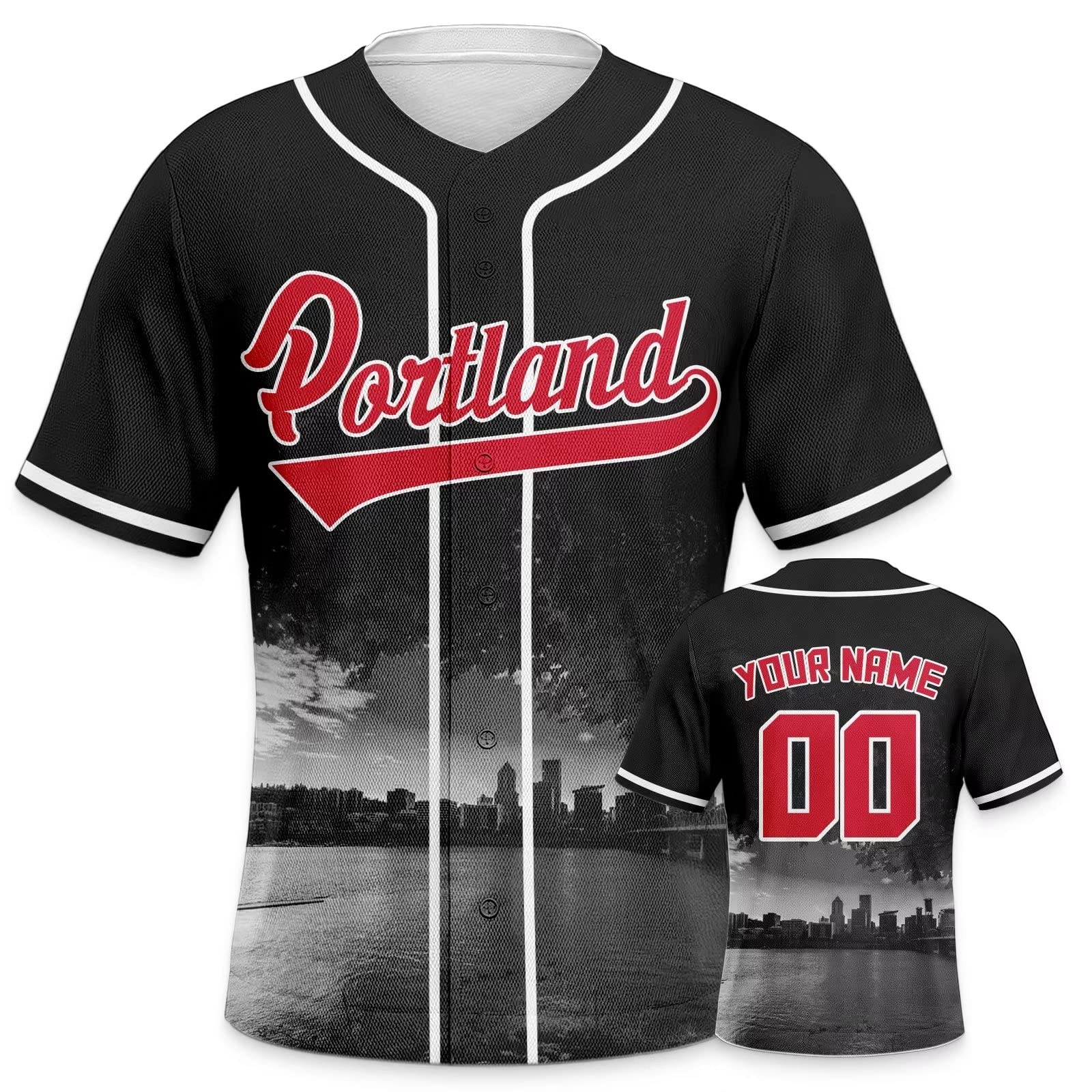 Custom Basketball City Night Skyline Baseball Jersey Shirt for Men, Women & Youth - Personalized Name & Number (Sizes S-5XL) | Perfect for Fans, Gifts & Game Day Outfits