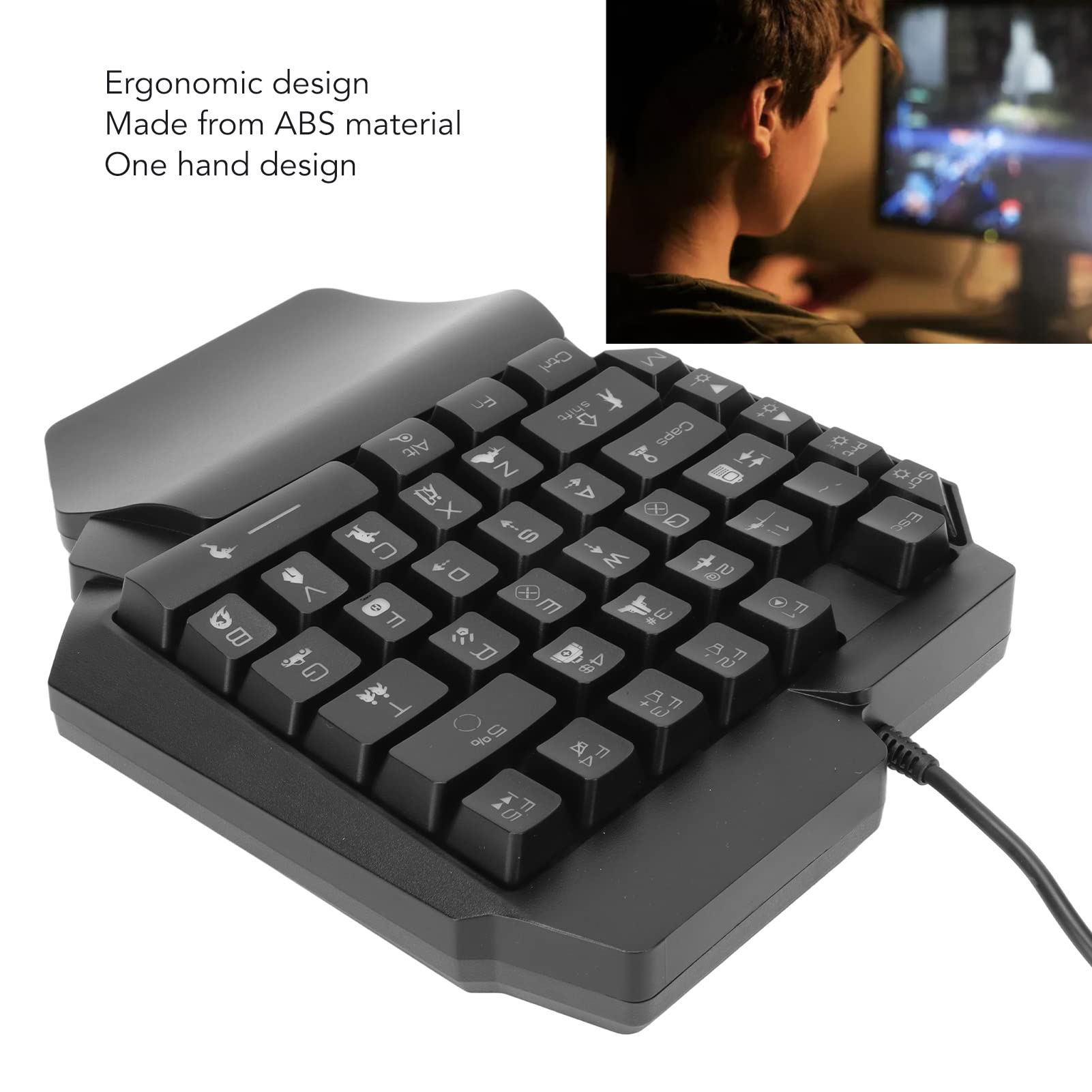 NIZUUONE One-Handed RGB Backlit Mechanical Gaming Keyboard - Ergonomic USB Wired Mini Keyboard for PC Gaming - Perfect for FPS, MOBA & MMO Games