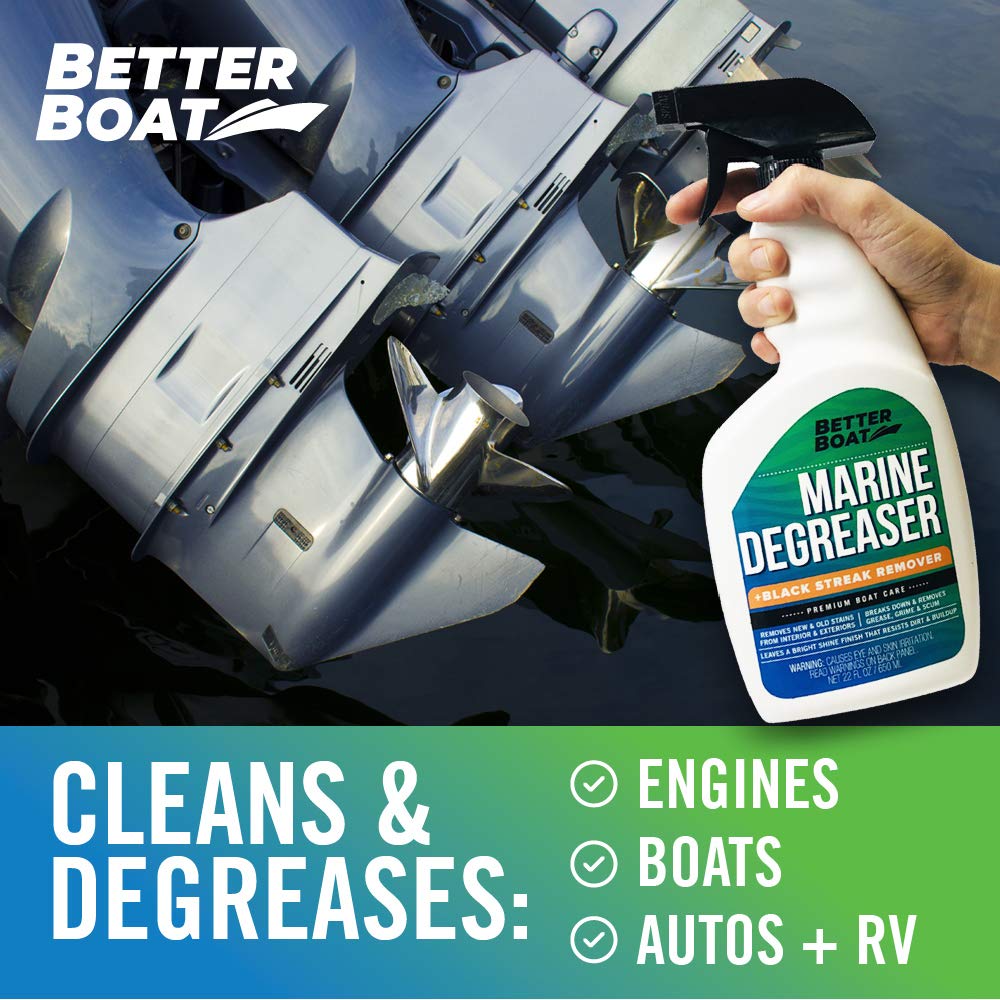 **Heavy Duty Marine Degreaser & Black Streak Remover – Commercial Grade Fiberglass & Engine Cleaner for Boats, Cars, RVs, Auto Parts – Super Grease Cleaner for Tough Stains & Grime (Perfect for Marine, Automotive & Industrial Use)**