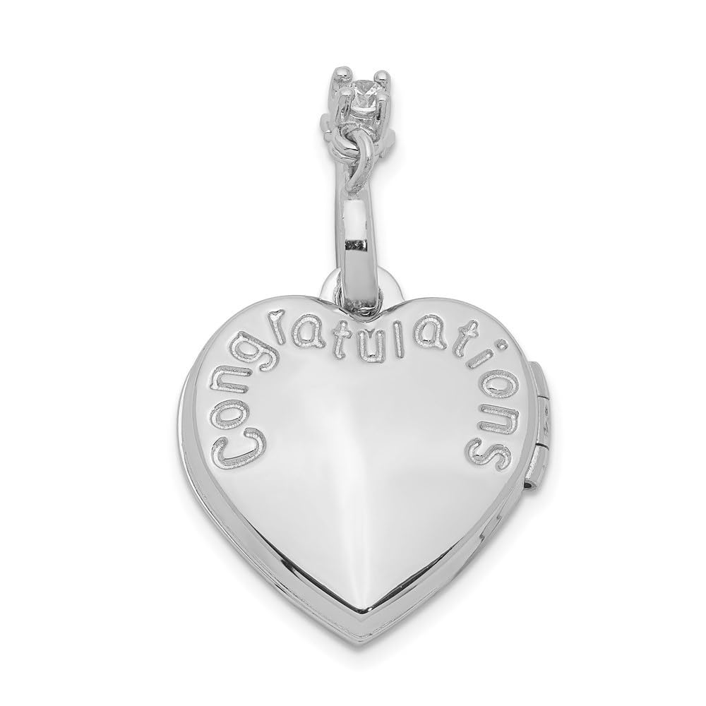 925 Sterling Silver Rhodium Plated Heart Locket Pendant with Cubic Zirconia - Perfect 16th Birthday Gift for Daughter, Sweet 16 Jewelry Present - Great for Prom, Graduation & Special Occasions
