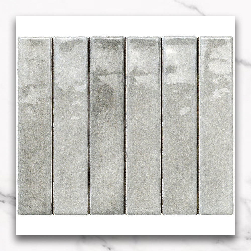 Premium Marrakesh Ash Grey 250x50 Zellige Gloss Subway Tile - Moroccan-Inspired Ceramic Wall & Backsplash Tile for Kitchen, Bathroom & Shower