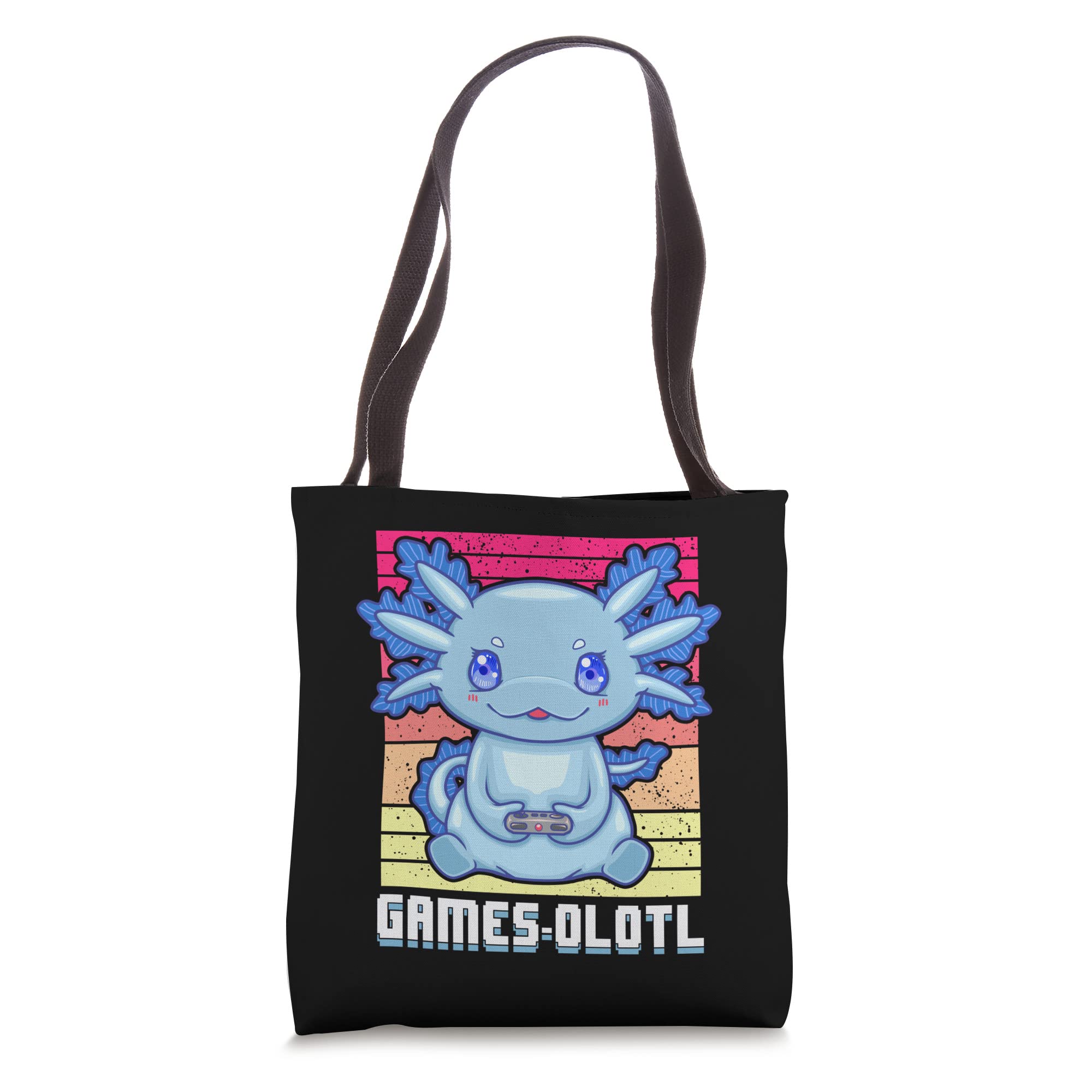 **Axolotl Gamer Tote Bag for Men - Cute Axolotl Print Gaming Accessory - Perfect for Gaming Conventions, School, or Beach Day**