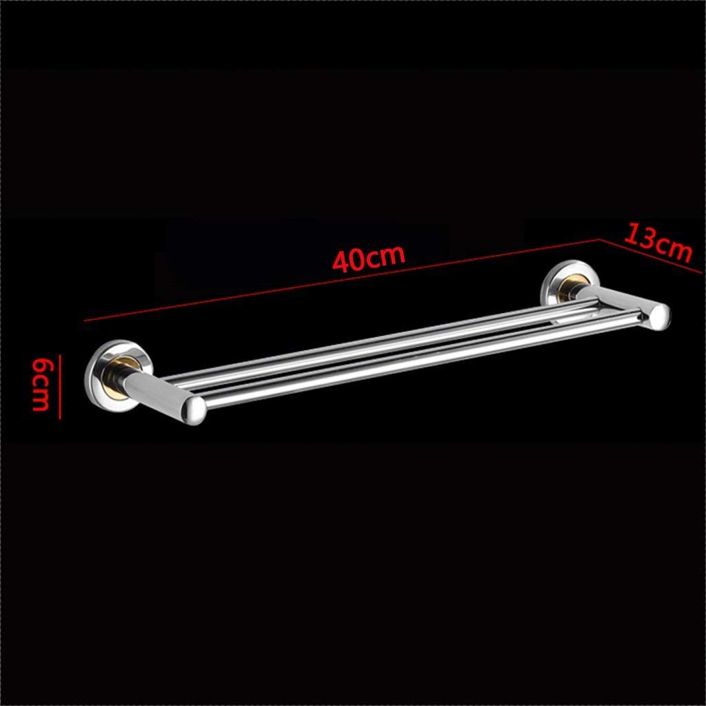 Stainless Steel Double Wall Mounted Towel Bar - 40Cm Bathroom & Kitchen Towel Rack for Hanging Towels, Robes & Clothes - Perfect for Bathroom, Balcony, Laundry Room & Dorm Organization
