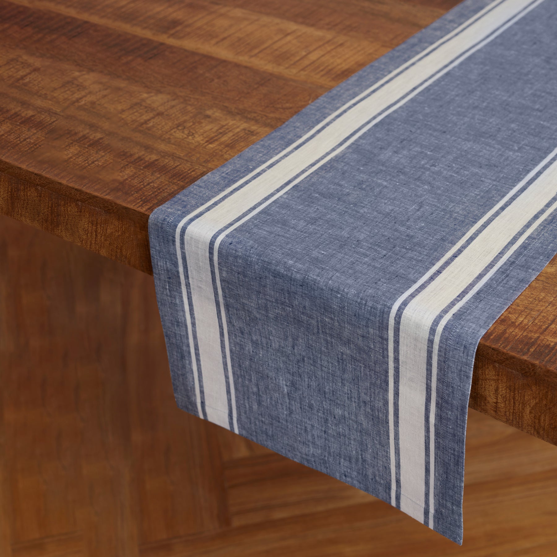 Farmhouse Stripe Table Runner - Cotton Linen Blend, 12x72 Inches, Rustic Decor for Dining Table, Kitchen, Wedding & Holiday Decorations