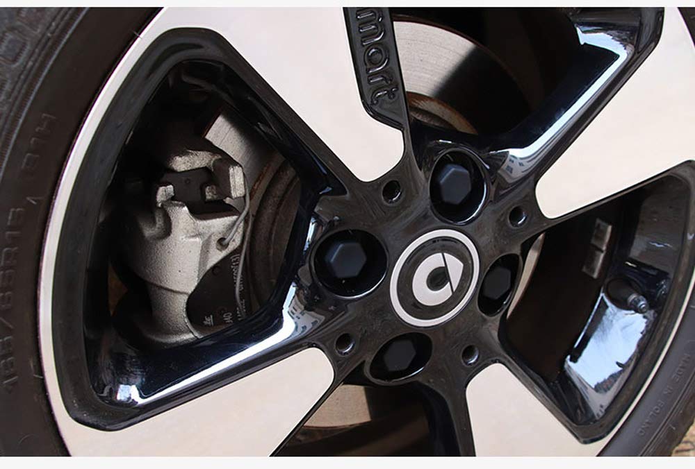 Mercedes Benz Smart 453 Fortwo & Forfour Wheel Screw Nut Protection Cover - Black Exterior Trim Car Accessories (Pack of 4) - Perfect for Road Trips & Daily Commuting