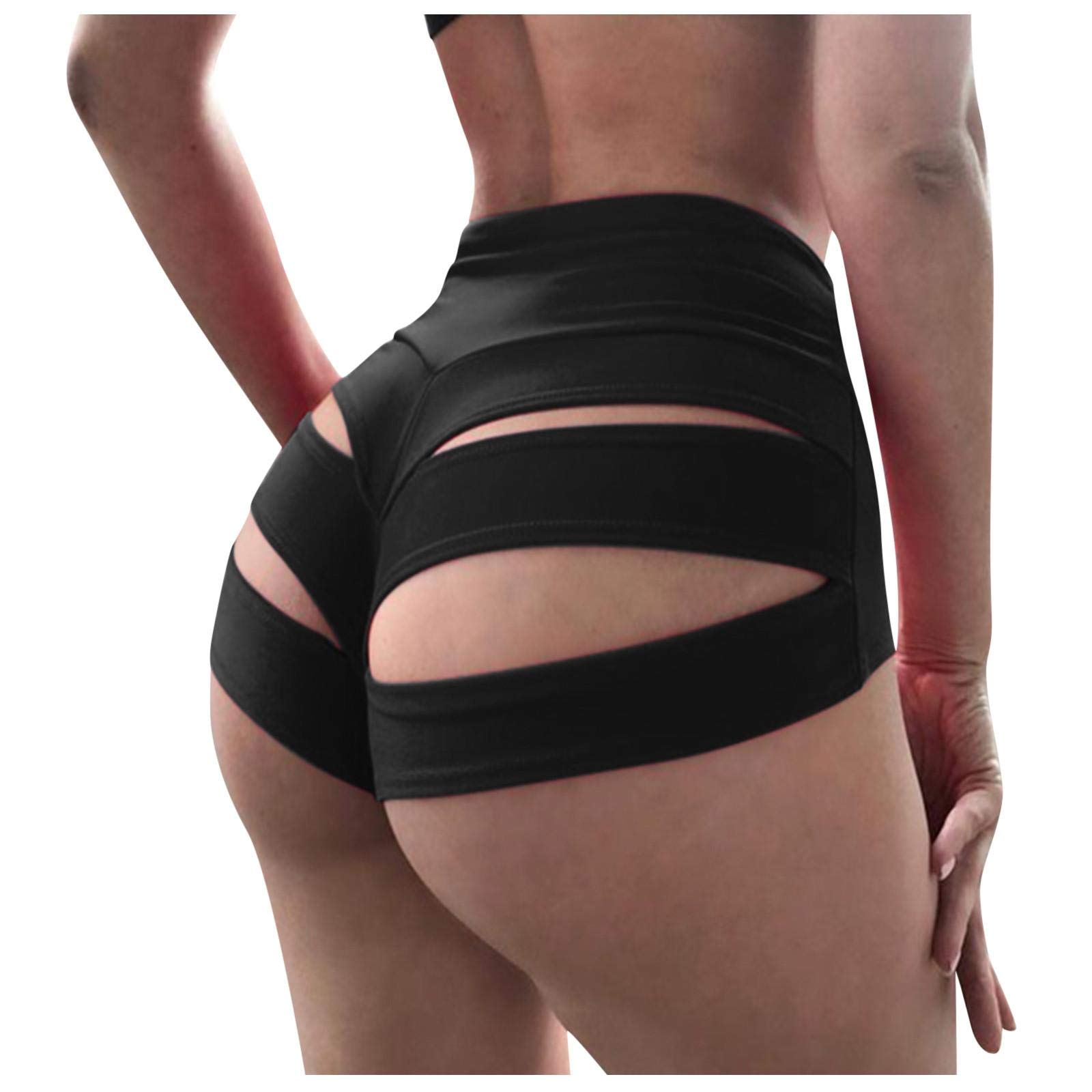 Sopzxclim Women's High Waist Yoga Shorts - Butt Lifting Athletic Gym Workout Running Shorts with Cut Out Design - Perfect for Yoga, Gym, Running & Summer Outdoor Activities