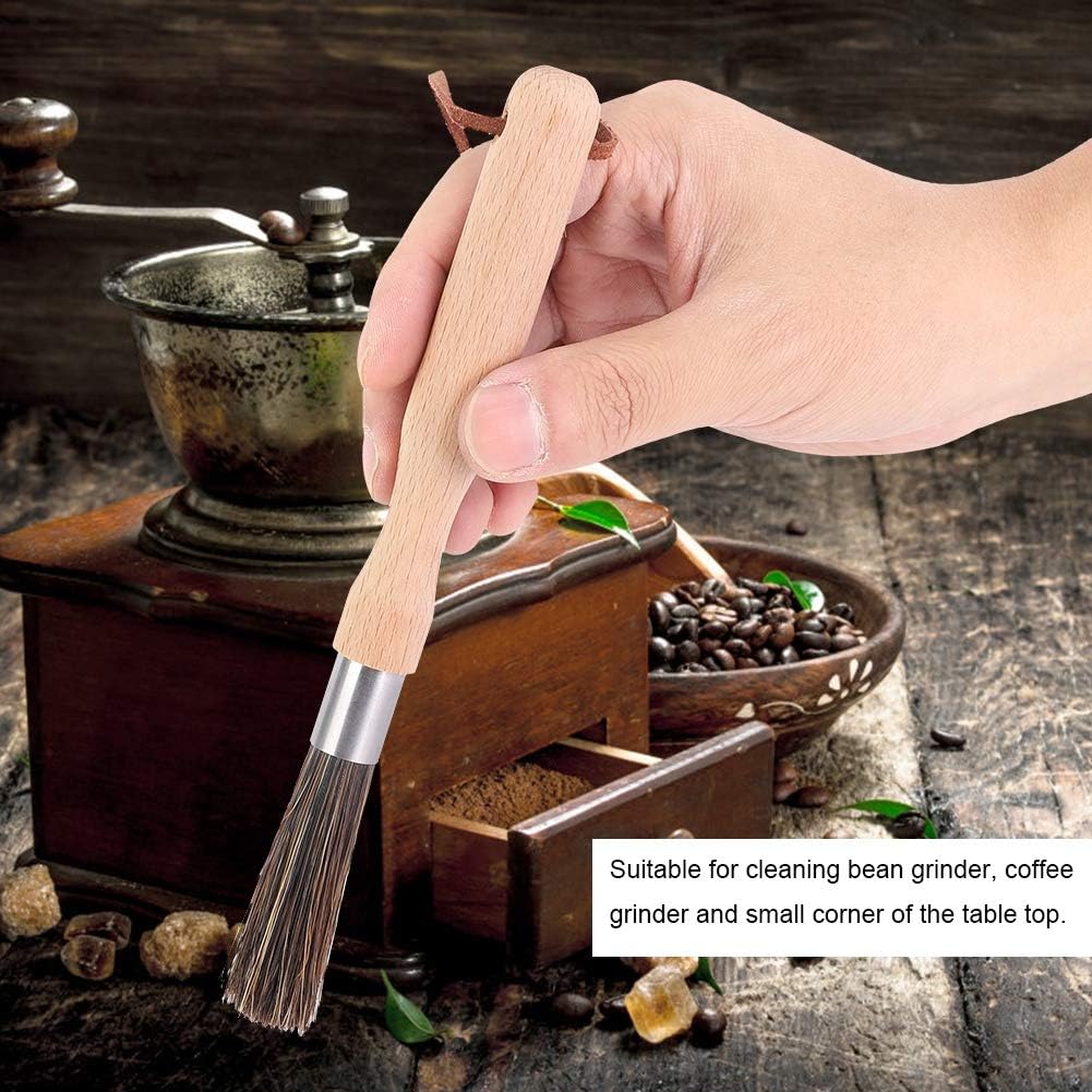 Premium Coffee Grinder Brush with Wooden Handle - Bristle Cleaner for Coffee Machines & Accessories - Perfect for Espresso, French Press, and Drip Coffee Makers