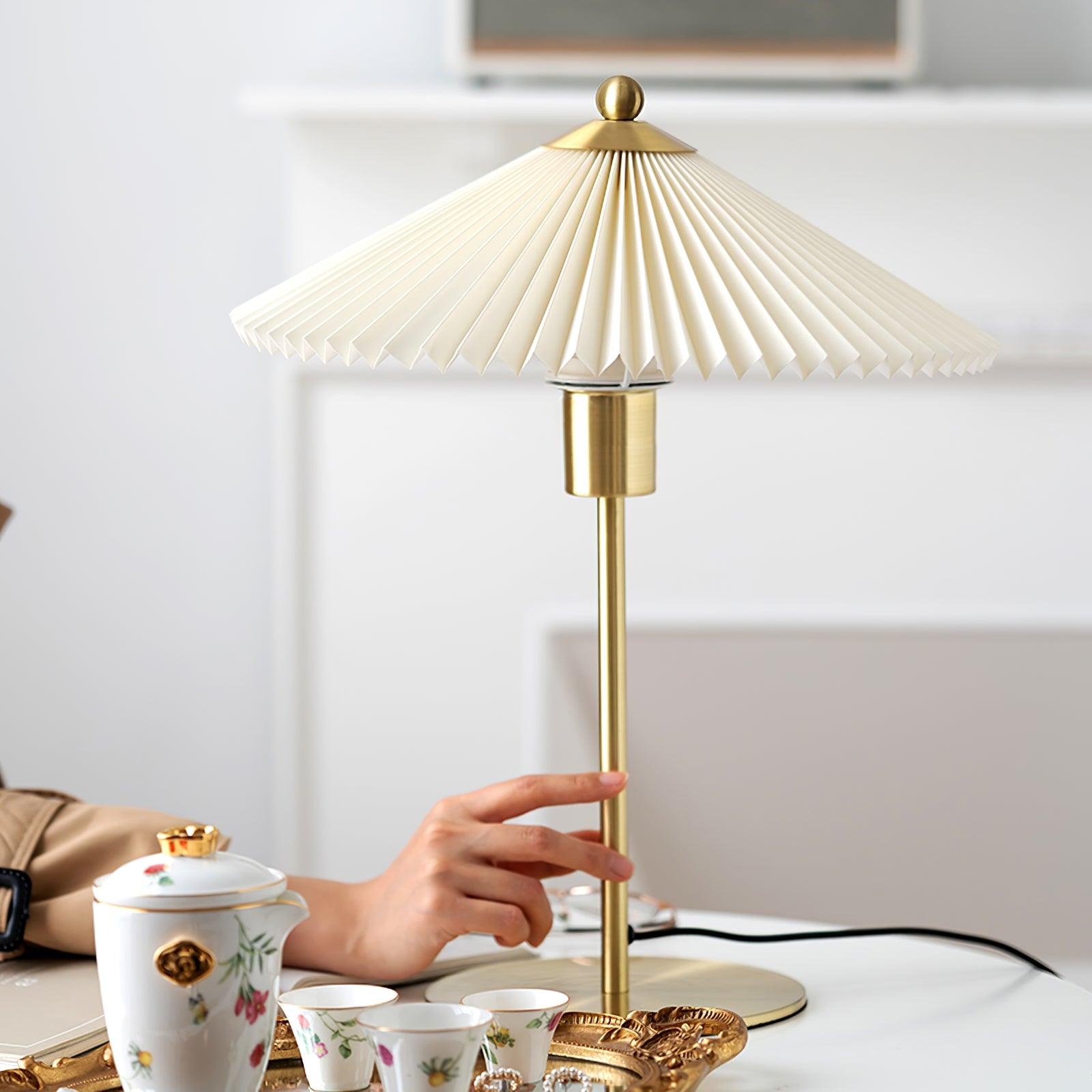 Perla Pleated Table Lamp - Modern Bedside & Living Room Lighting for Home Decor - Soft Glow Accent Light for Bedroom, Office, or Study