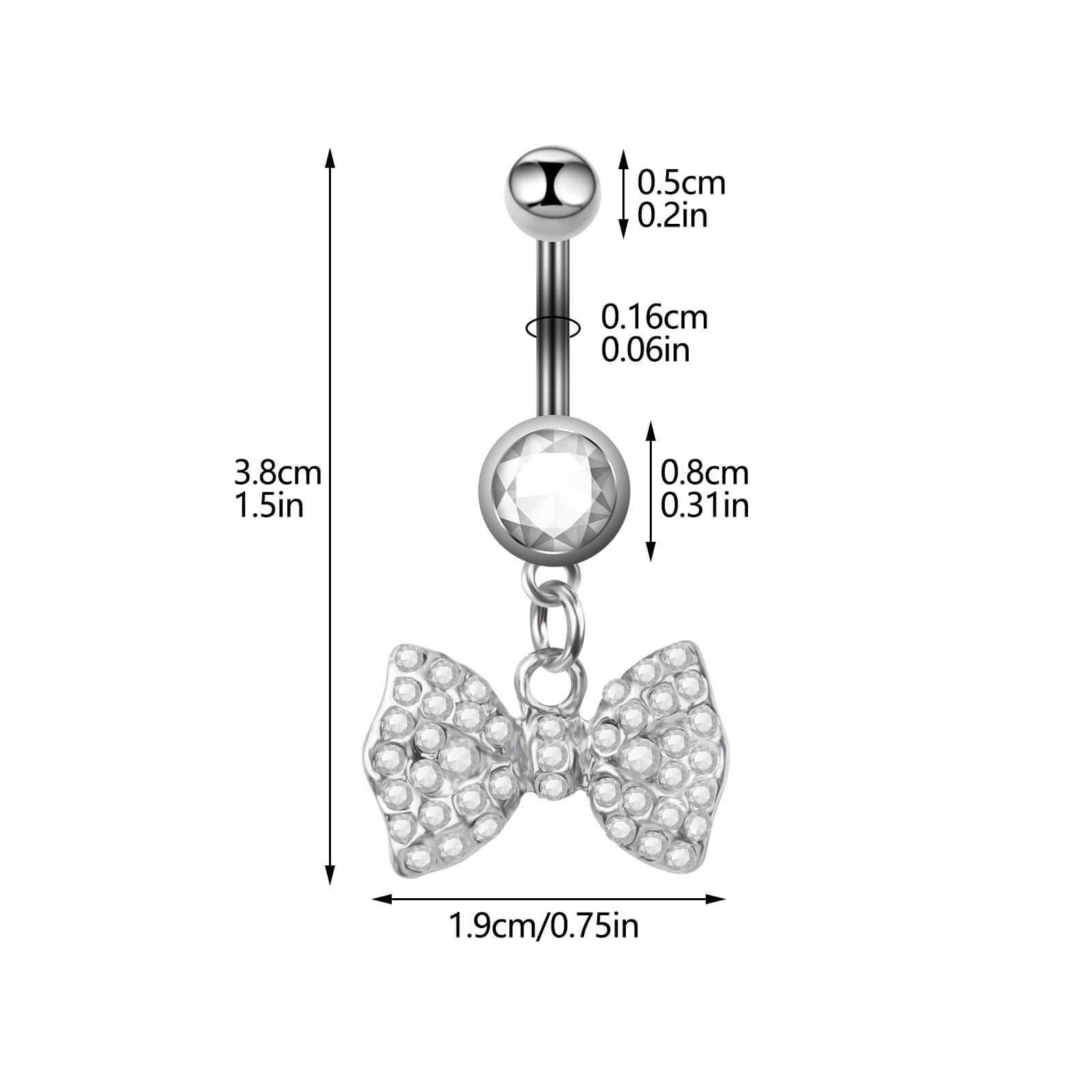 Dangly Diamond Bow Belly Button Rings | UZ471 - Stylish Body Jewelry for Women, Perfect for Parties, Beach & Everyday Wear