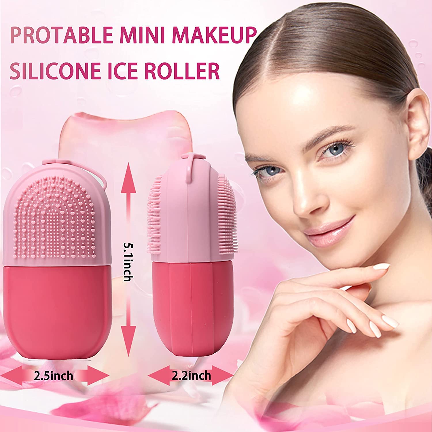 XSKY Ice Roller for Face, Eyes & Neck - Skin Brightening & Glow Enhancing Facial Massager with Scrubber & Makeup Brush Cleaner (Multi-Color) - Perfect for Morning Routine, Puffiness Relief & Post-Makeup Cooling