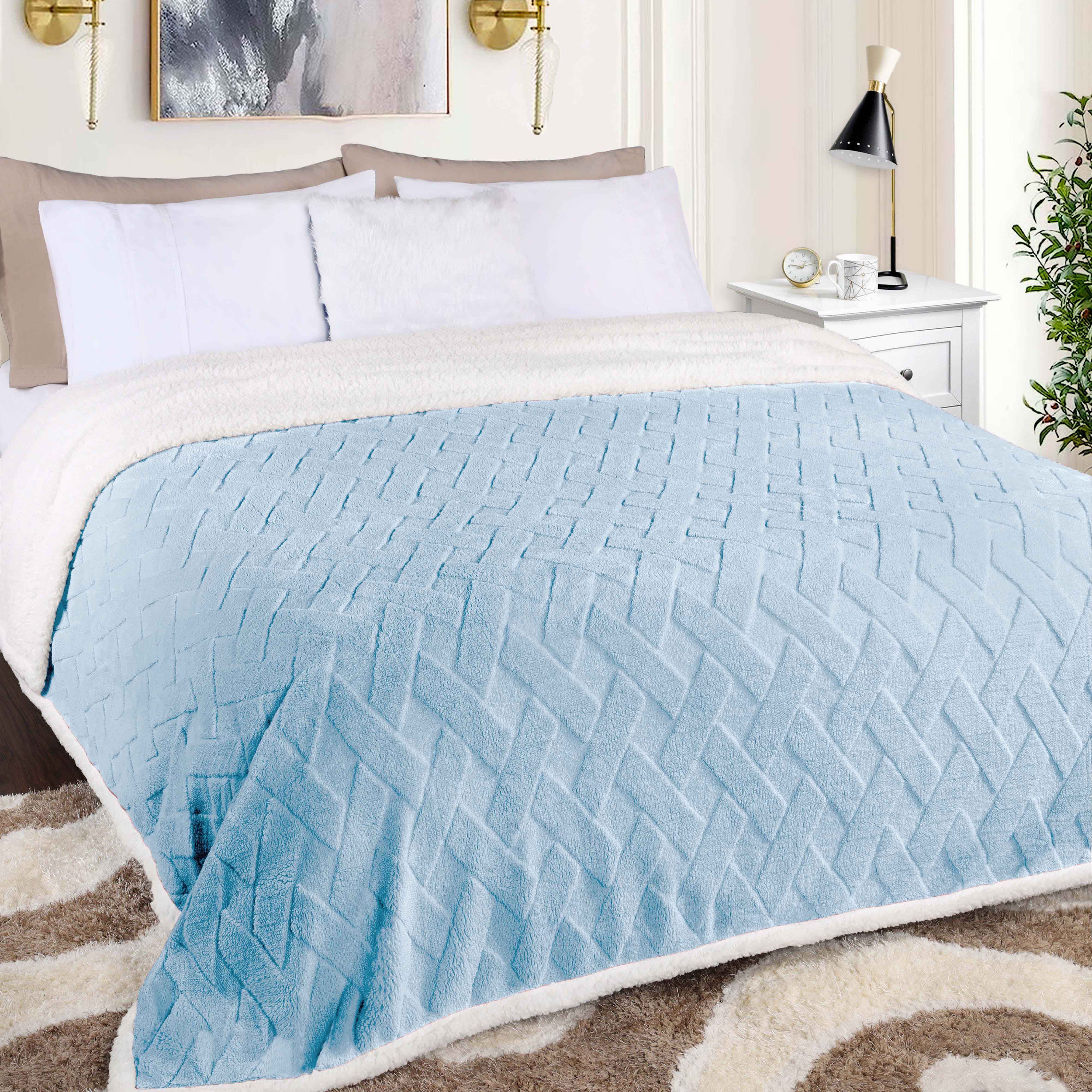 Nuuk Reversible Jacquard Lattice Plush Sherpa Fleece Blanket - Ultra Soft & Warm Winter Throw for Couch, Bed & Travel - Cozy Home Decor Gift for Christmas & Cold Weather