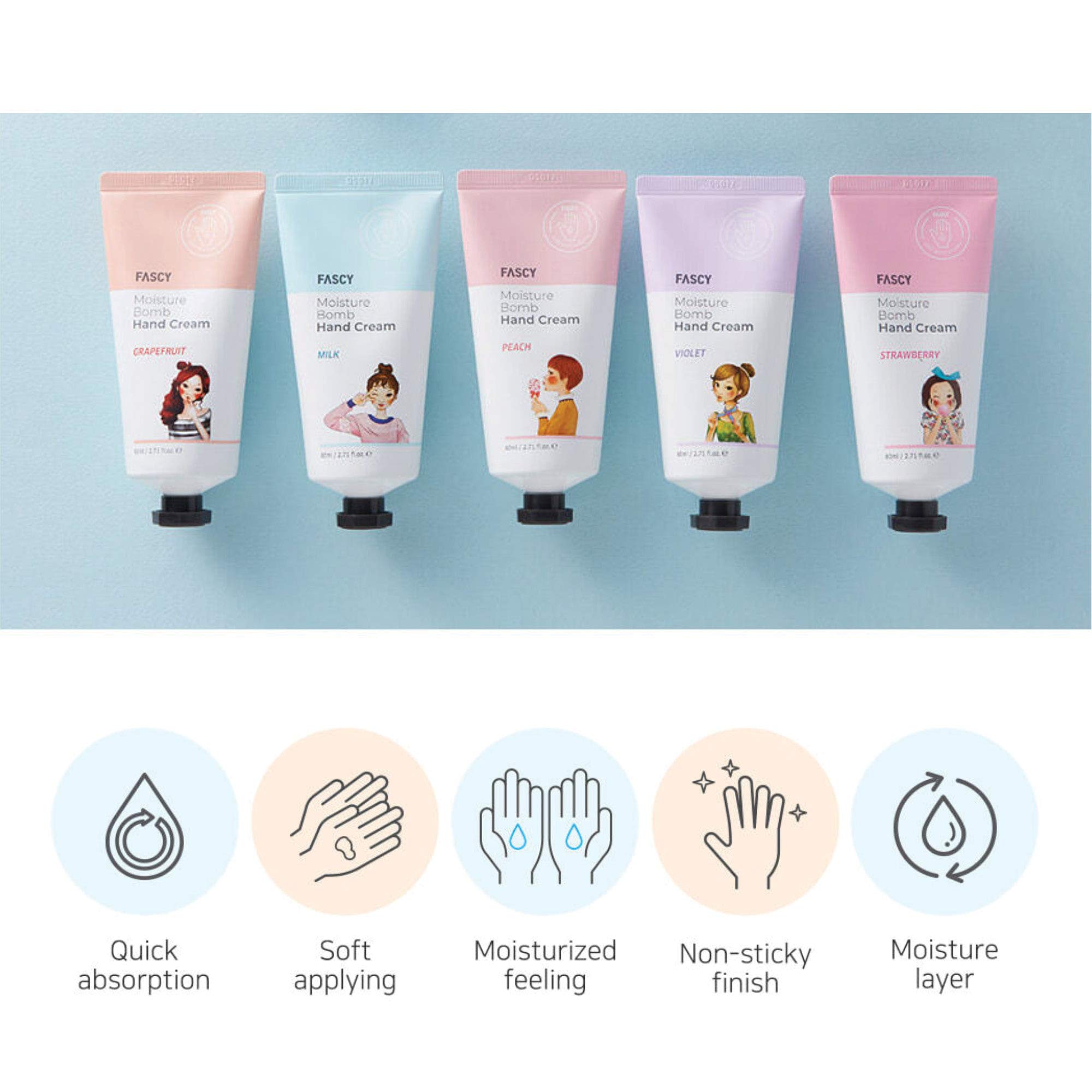 New Moisture Bomb Hand Cream 80ml - Intense Hydration for Dry Skin, Peach Scented, Non-Greasy Formula | Perfect for Office, Travel & Daily Hand Care