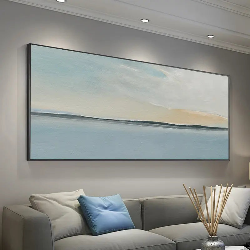Ocean and Sky Painting - Handmade Canvas Art #OS023 for Home Decor, Office Wall Art, and Living Room Aesthetic