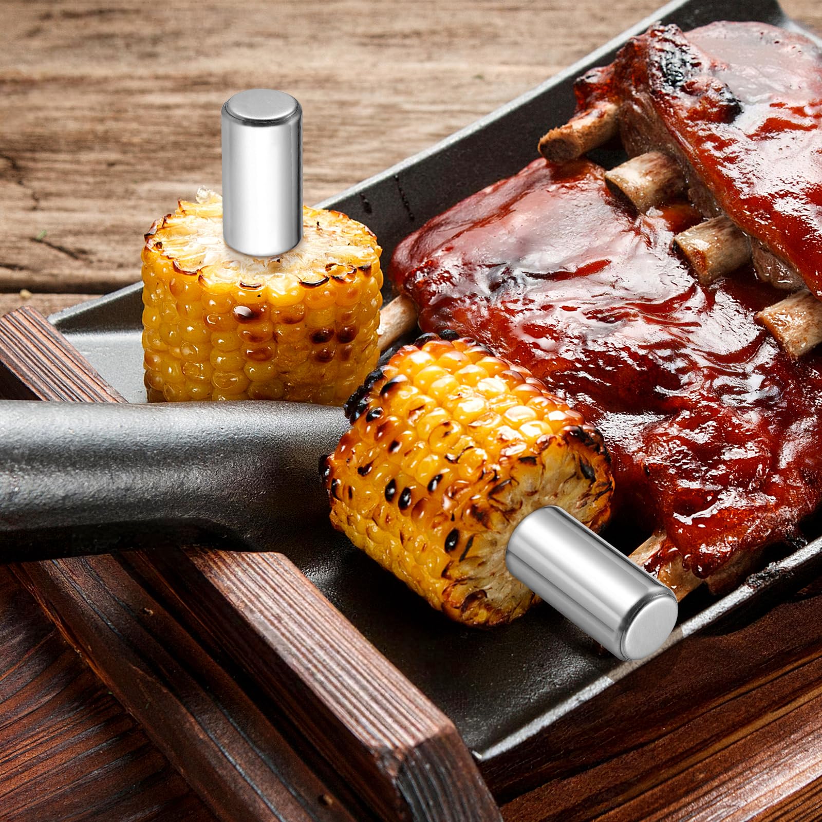 10Pcs Stainless Steel Corn Cob Holders - BBQ Forks & Skewers for Grilling, Camping, Picnics - Perfect for Outdoor Cooking, Home Parties & Backyard Barbecues