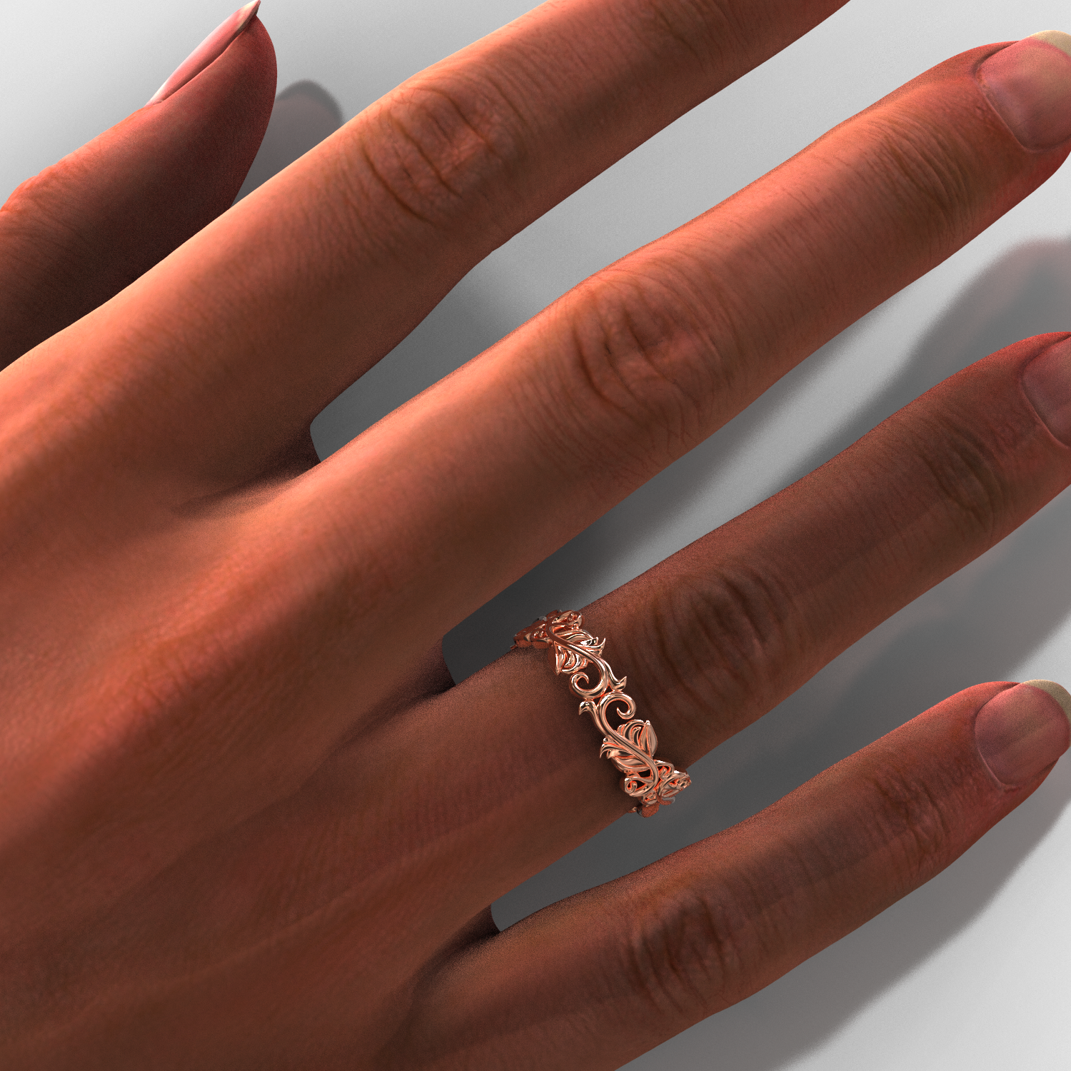 Elegant Rose Gold Leaf Wedding Band for Women - Dainty Floral Engagement Ring - Perfect for Bridal, Anniversary & Special Occasions