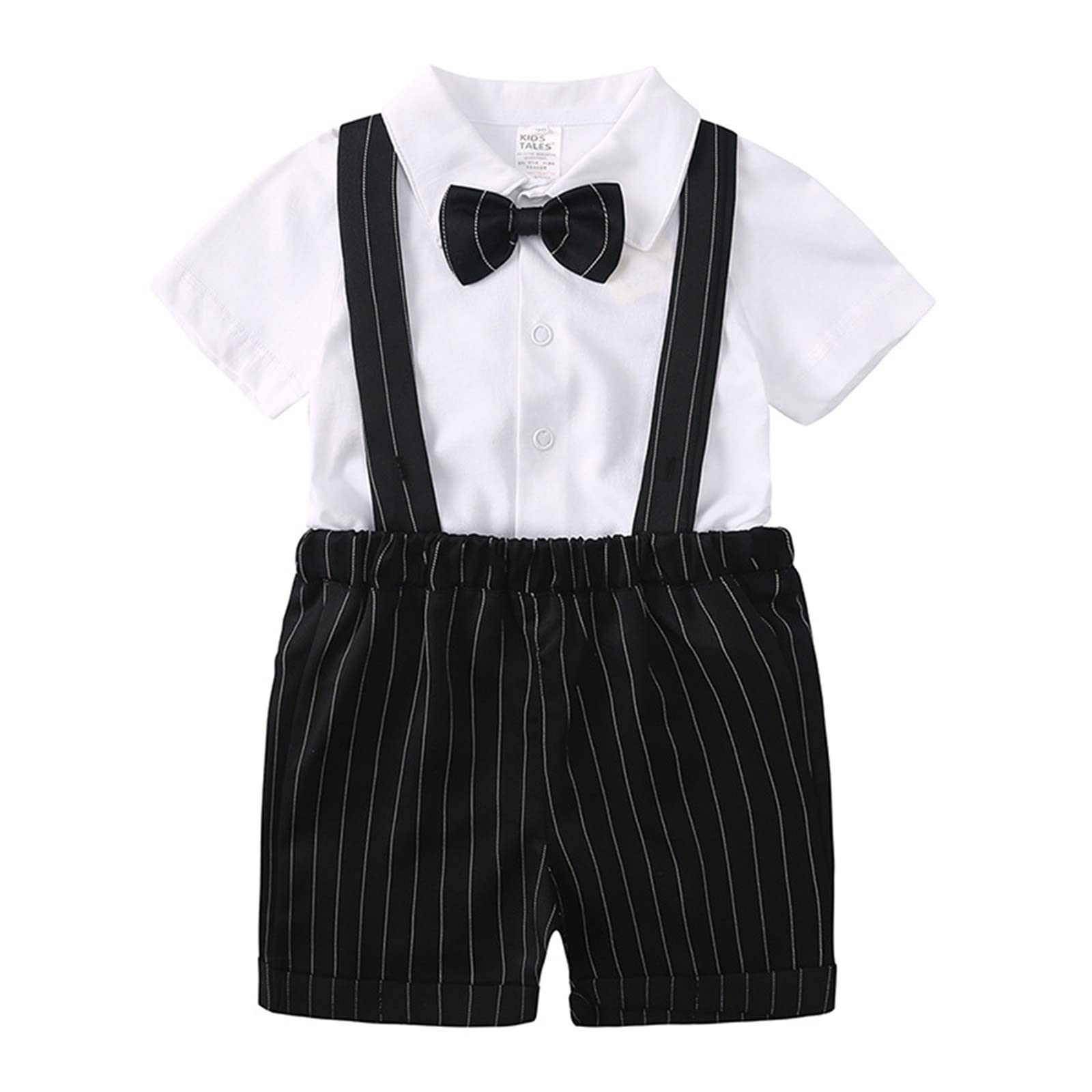 Baby Boys' Bowtie Suit Set - Striped Suspenders & Shirt (4T) for Parties & Photos