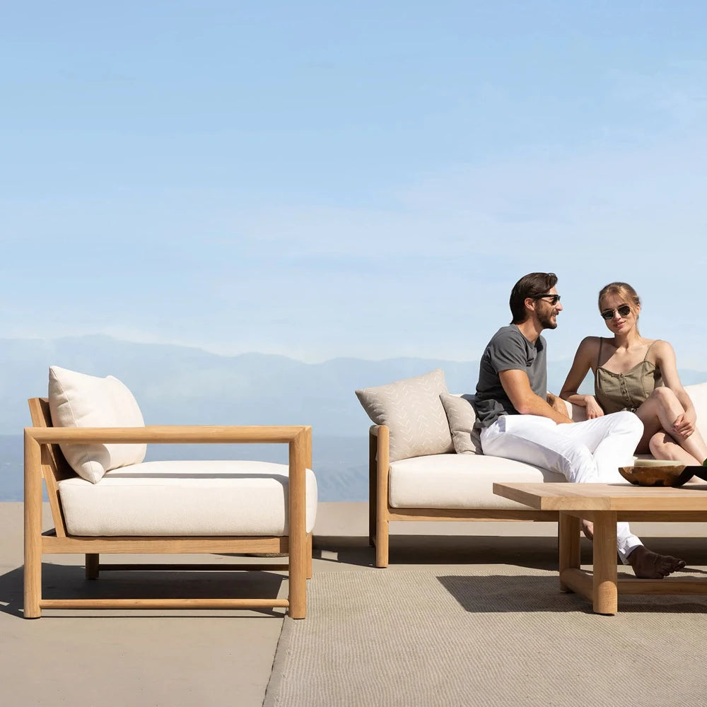 Premium Breeze XL Teak Outdoor 2-Seater Sofa - Weather-Resistant Patio Furniture for Garden, Poolside & Backyard Relaxation