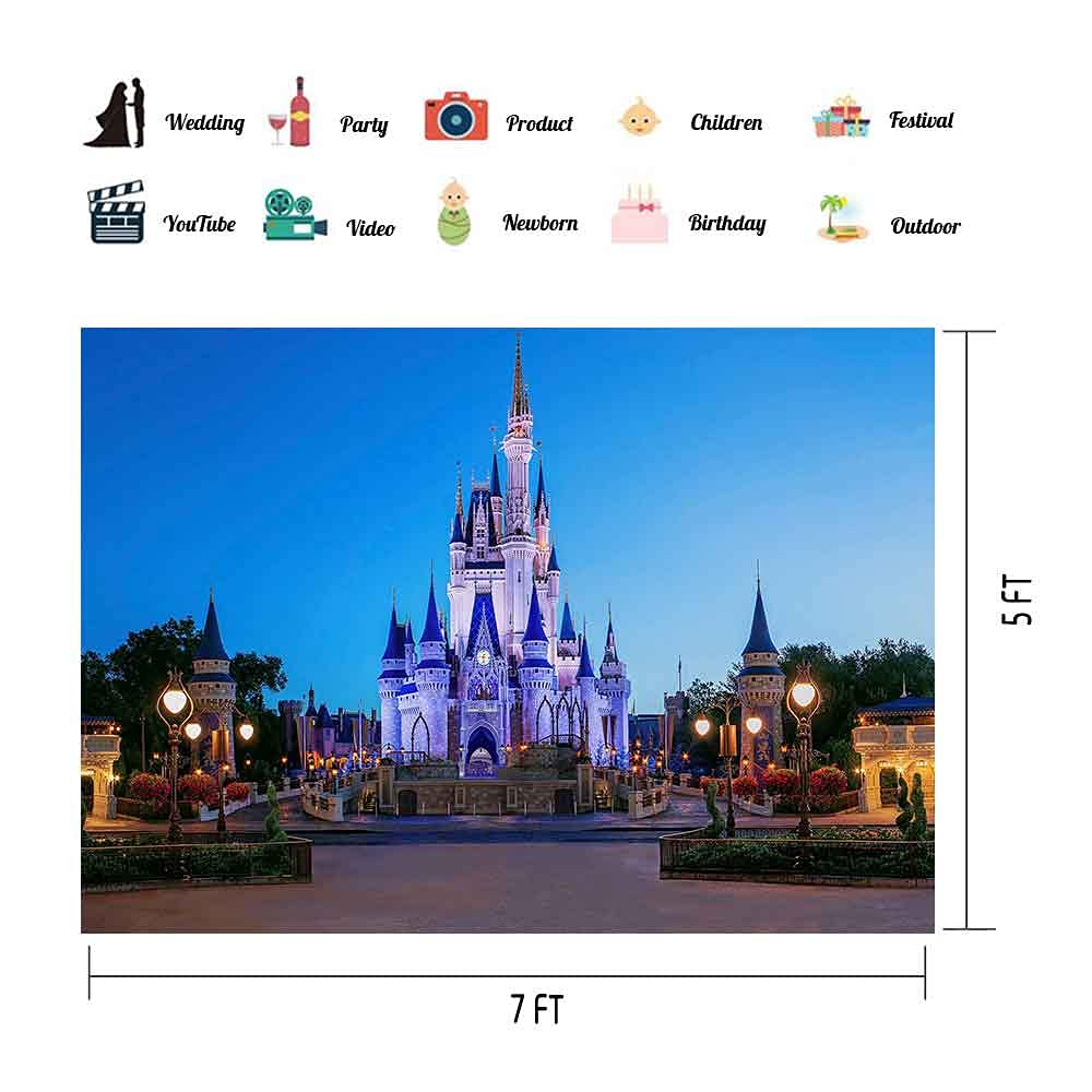 MEETSIOY 7x5ft Kids Cartoon Theme Park Backdrop - Sky Blue Playground Photography Background for Birthday Parties, Baby Showers & Events - Durable Party Decoration Banner ZYMT0937