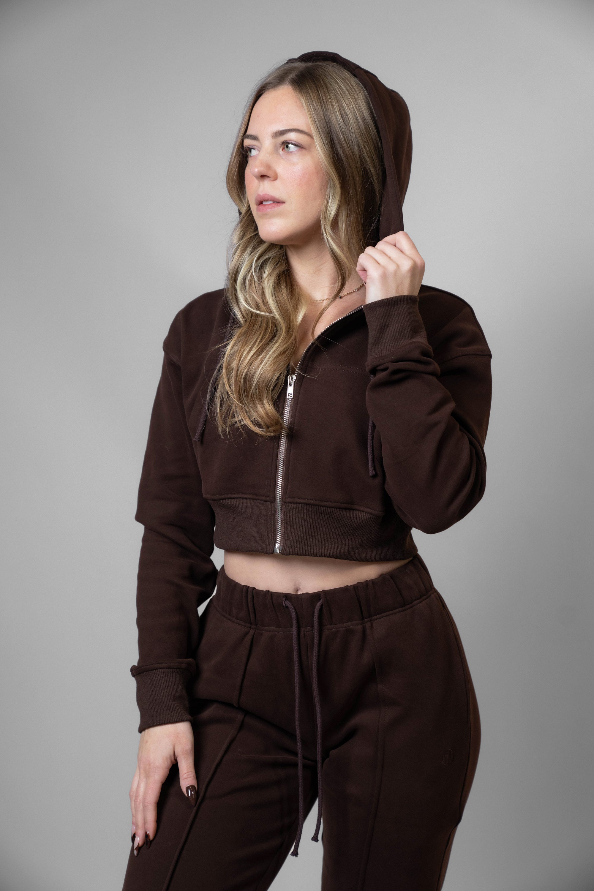 Premium Women's Loungewear Crop Zip Hoodie - Soft Fleece Pullover for Yoga, Home & Casual Wear - Cozy Winter Fashion Essentials