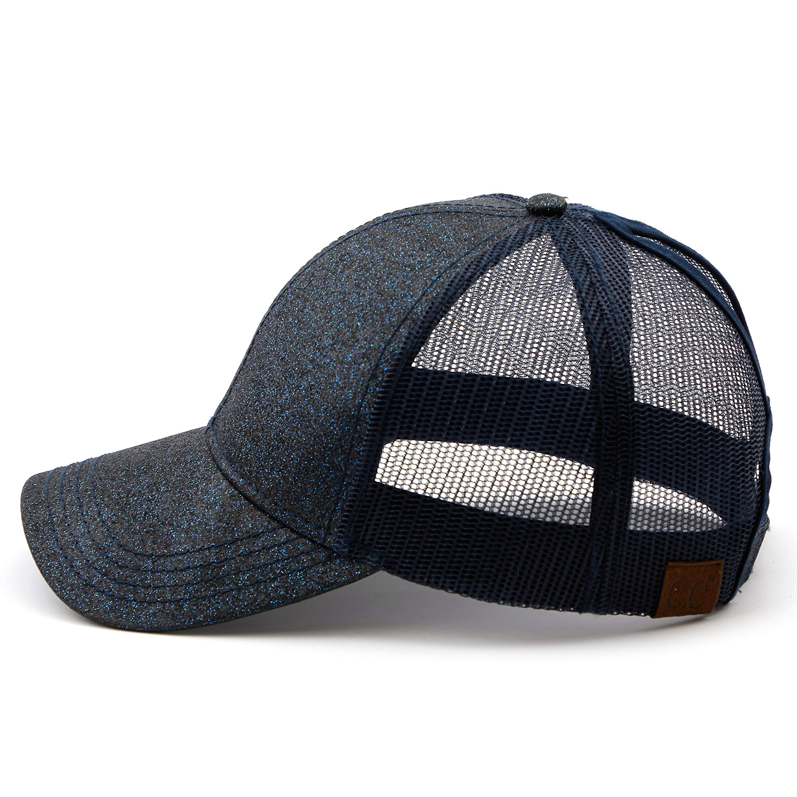 C.C Hats and Scarf Ponytail Baseball Cap for Women - Messy Bun Trucker Hat with Adjustable Strap (BT-6) - Perfect for Running, Gym, Outdoor Sports and Casual Wear