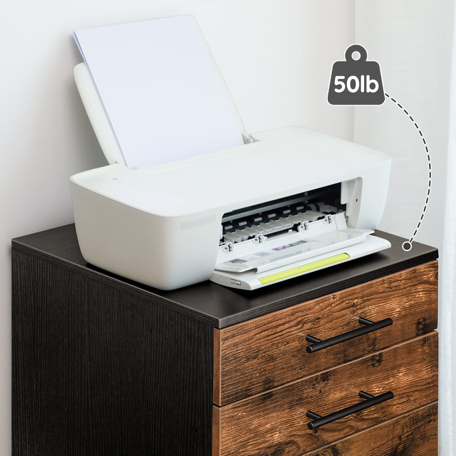HOOBRO 5-Drawer File Cabinet with Wheels - Rustic Brown Wooden Storage Cabinet for Office, Home, Makeup & Craft Organization - Mobile Filing Cabinet with Easy Assembly - Perfect for Home Office, Bedroom & Beauty Salon Storage