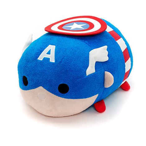 Disney Marvel Captain America Tsum Tsum Medium Plush Toy - Soft Stuffed Animal for Kids, Collectible Gift for Superhero Fans - Perfect for Bedroom Decor, Birthday Presents & Marvel Collections