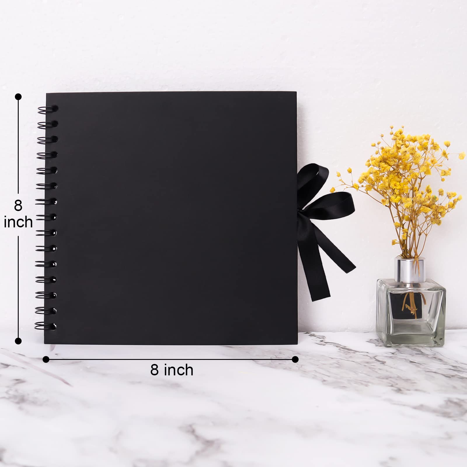Vienrose 8x8 Inch DIY Scrapbook Album - 40 Black Pages Hardcover Photo Book for Wedding, Birthday, Guest Book | Perfect for Memory Keeping, Gift Giving, and Special Events