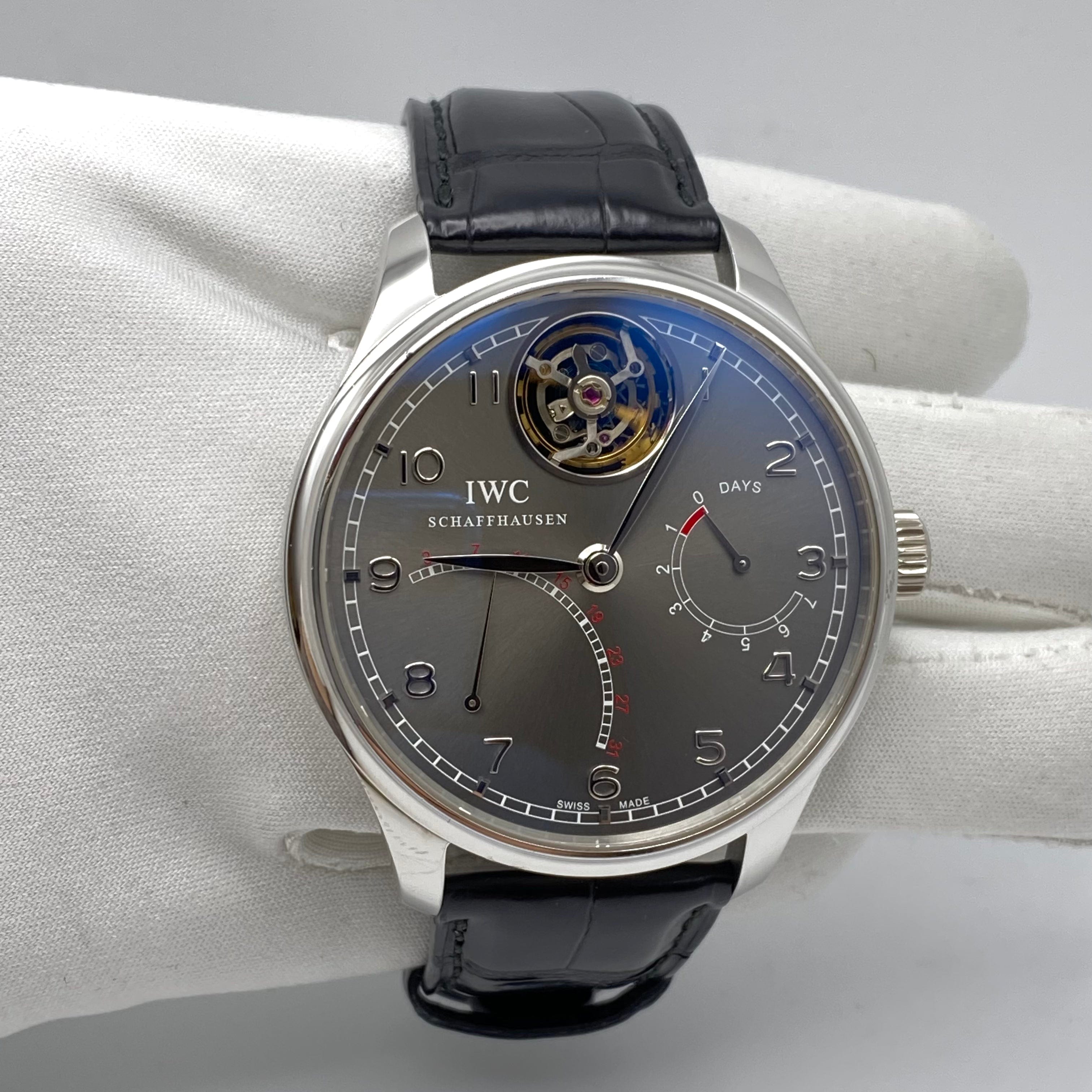 IWC Portugieser Tourbillon Platinum 'Mystère Rétrograde' 5044 Limited Edition Luxury Watch - Perfect for Collectors & Special Occasions