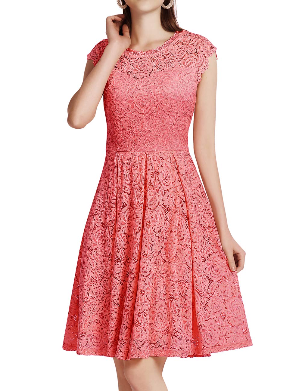 Elegant Floral Lace A-Line Cocktail Dress for Women - Prom, Graduation & Wedding Guest Dress - Perfect for Formal Events & Special Occasions