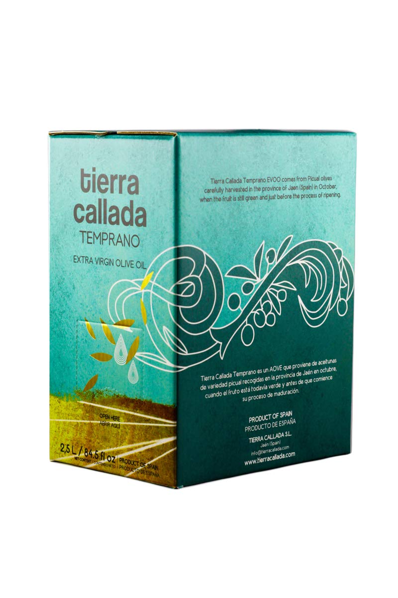 Premium Spanish Extra Virgin Olive Oil - Tierra Callada Temprano - 85 fl oz (2.5L) - Cold Pressed, Unfiltered, Rich Flavor - Perfect for Salads, Cooking & Gourmet Dishes