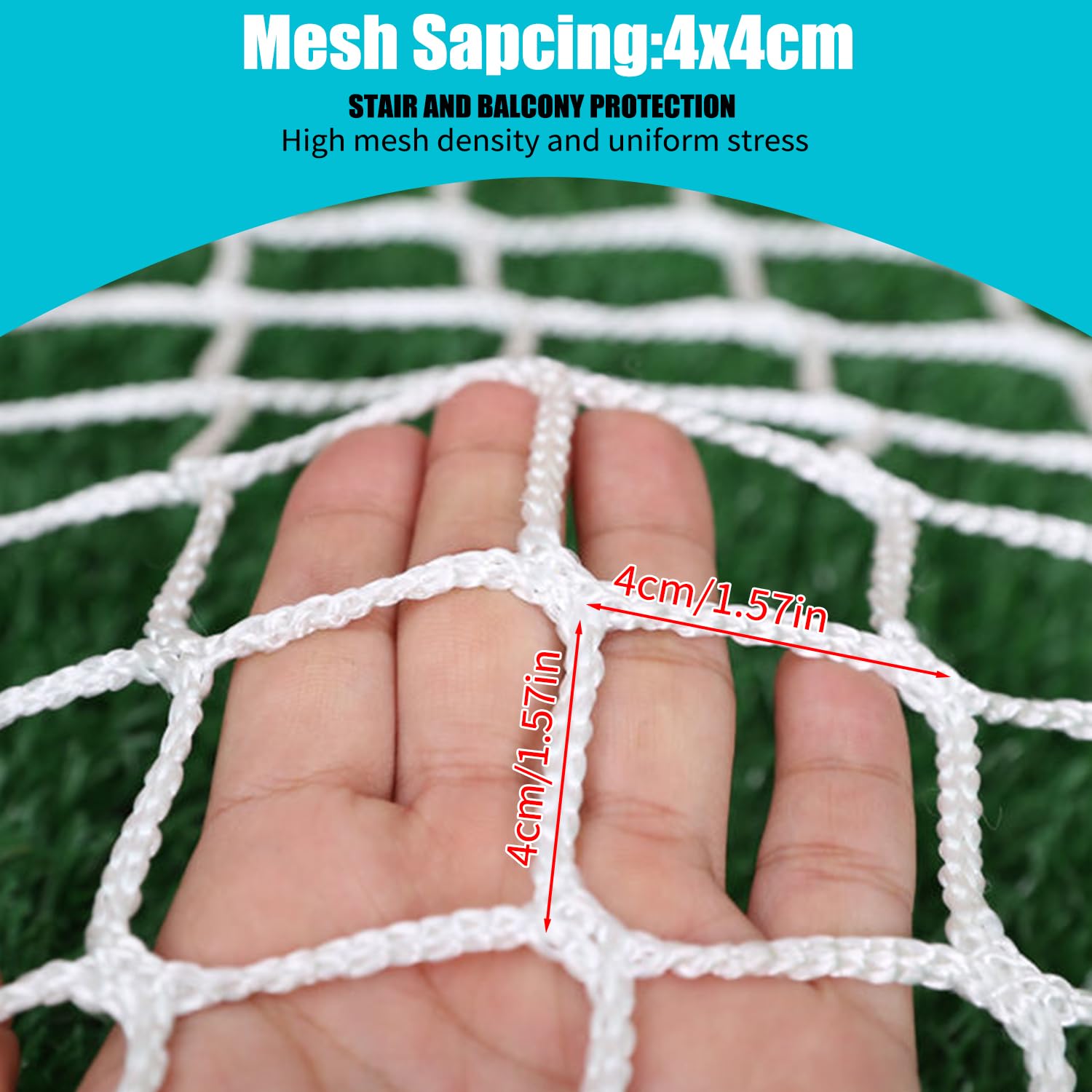 Kids Climbing Cargo Net - Outdoor Safety Play Net for Balcony, Playground & Stairs | Durable Knotless Polyester Rope Netting for Children & Pets | Perfect for Backyard Play, Indoor Gym & Adventure Courses