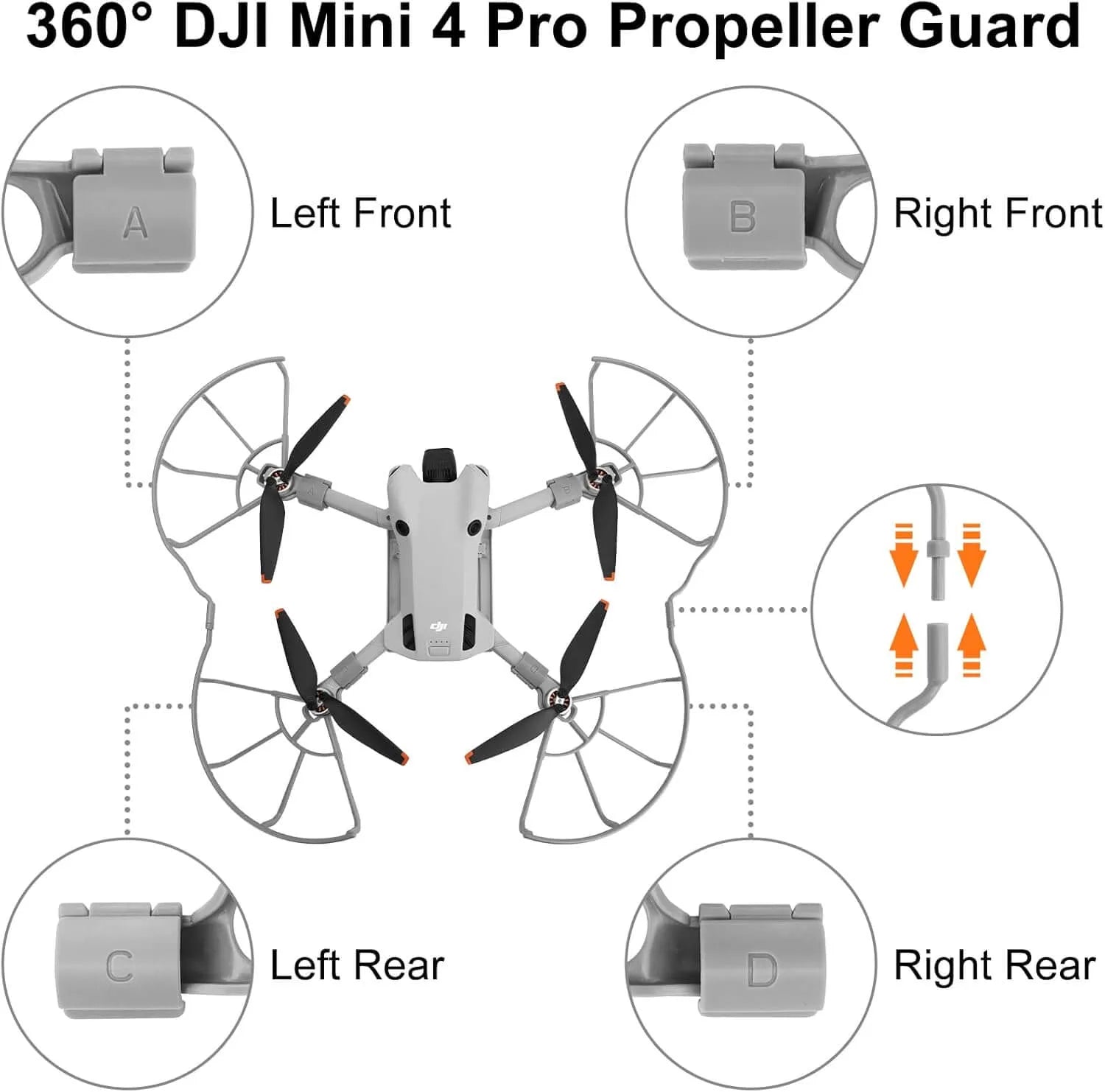 DJI Mini 4 Pro Accessories Kit - Propeller Guard, Spare Propellers, Landing Gear Extensions & Holder Strap | Drone Protection & Safe Landing for Aerial Photography & Outdoor Adventures