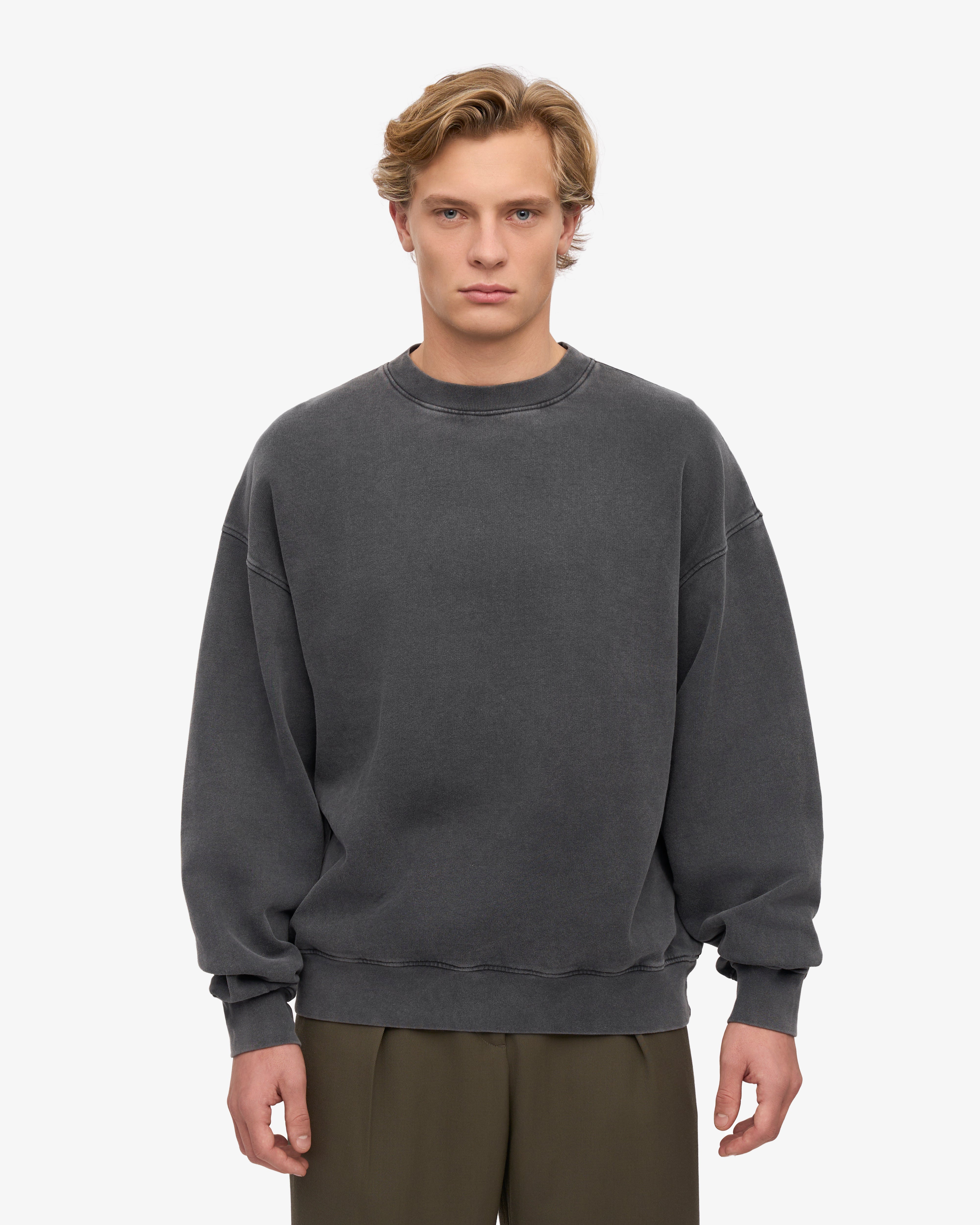Organic Oversized Crewneck Sweatshirt - Faded Black | Soft & Comfortable Unisex Pullover for Casual Wear, Loungewear & Street Style