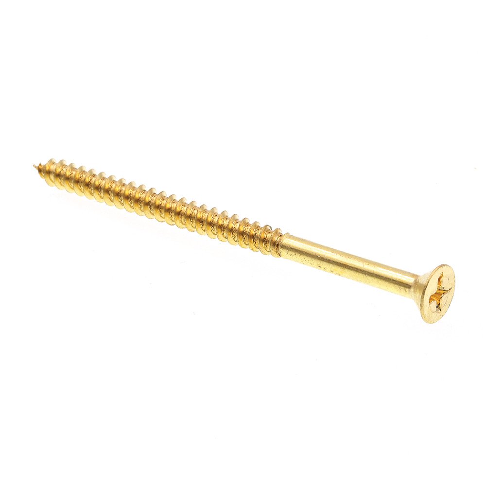 Prime-Line 9035926 #10 x 3 Inch Solid Brass Flat Head Phillips Wood Screws (Pack of 15) - Perfect for Furniture Assembly, Cabinet Making, and DIY Woodworking Projects