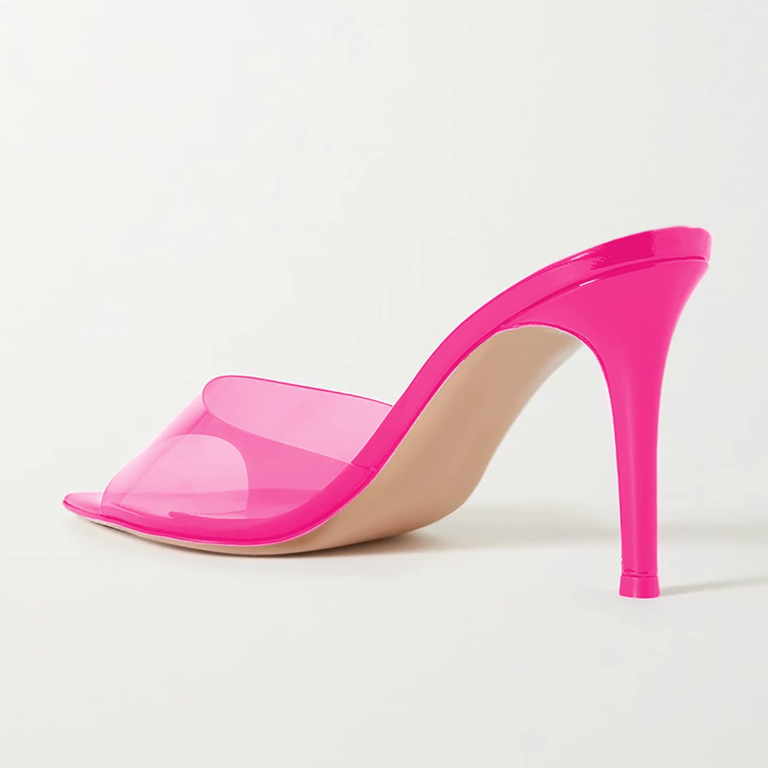 Sexy Clear PVC Mules for Women - Pointed Open Toe Transparent High Heel Slippers | Backless Slide Sandals for Beach, Party & Daily Wear | US Size 4-16 | Fashionable Summer Shoes for Outdoor & Indoor Occasions