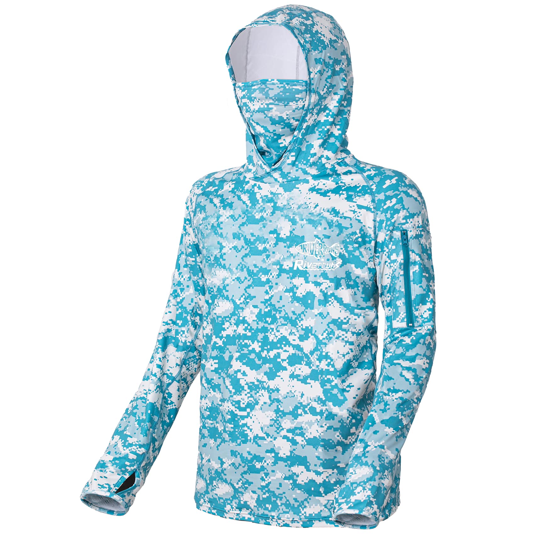 Riverruns UPF 50+ Sun Protection Fishing Hoodie for Men - Long Sleeve UV Shirt with Hood - Perfect for Outdoor Fishing, Hiking & Water Sports