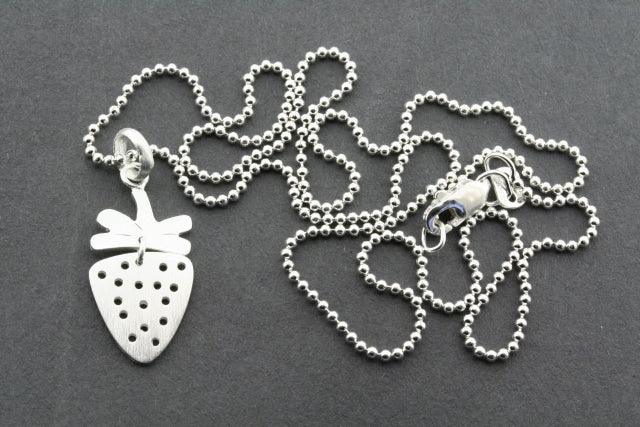 Sterling Silver 925 Strawberry Pendant Necklace with 45cm Ball Chain - 2 Piece Set for Women, Gift for Her, Valentine's Day, Birthday, Anniversary Jewelry