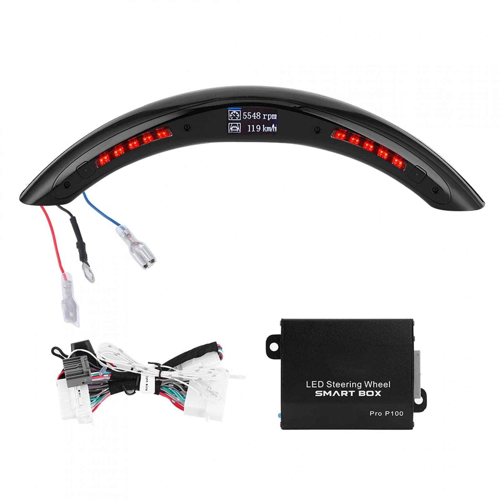 3rd Gen LED Performance Steering Wheel with Digital Display & Shift Indicator Lights - OBD2 Module Kit for Racing & Gaming Simulation (PC, PS5, Xbox)