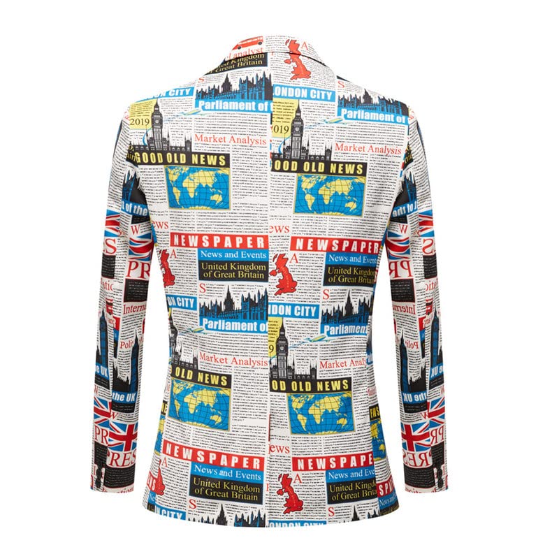 Men's Slim Fit 2-Piece Suit Set with UK Flag Print - Formal & Casual Blazer & Pants for Prom, Wedding, Office & Special Occasions